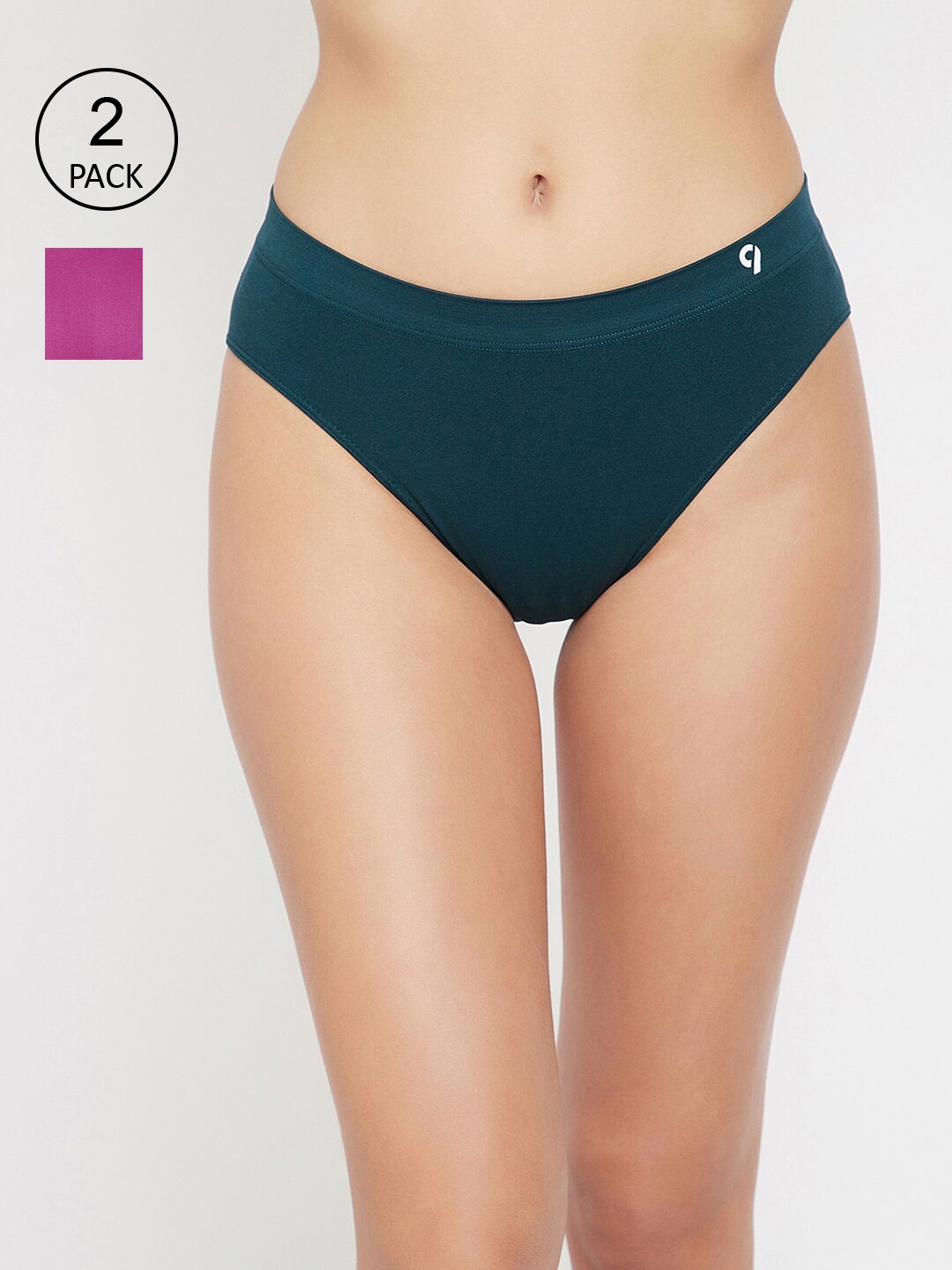 

C9 AIRWEAR Women Pack of 2 Green & Purple Mid-Rise Basic Briefs