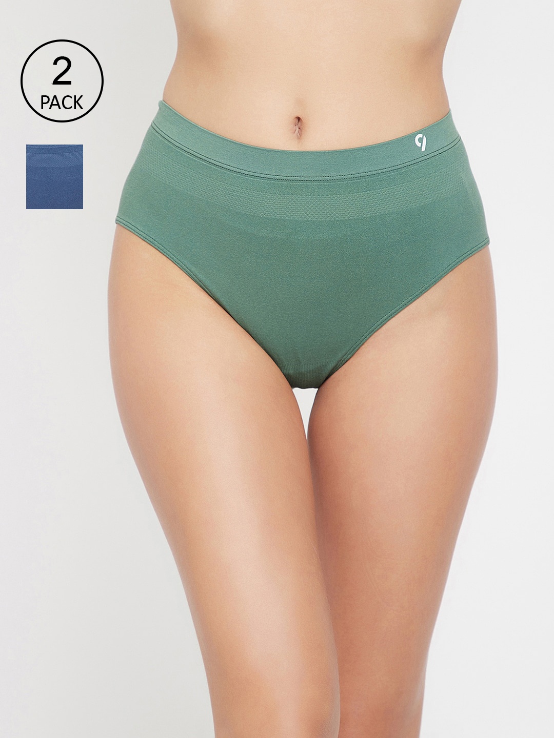 

C9 AIRWEAR Women Pack Of 2 Green & Blue Mid-Rise Basic Briefs