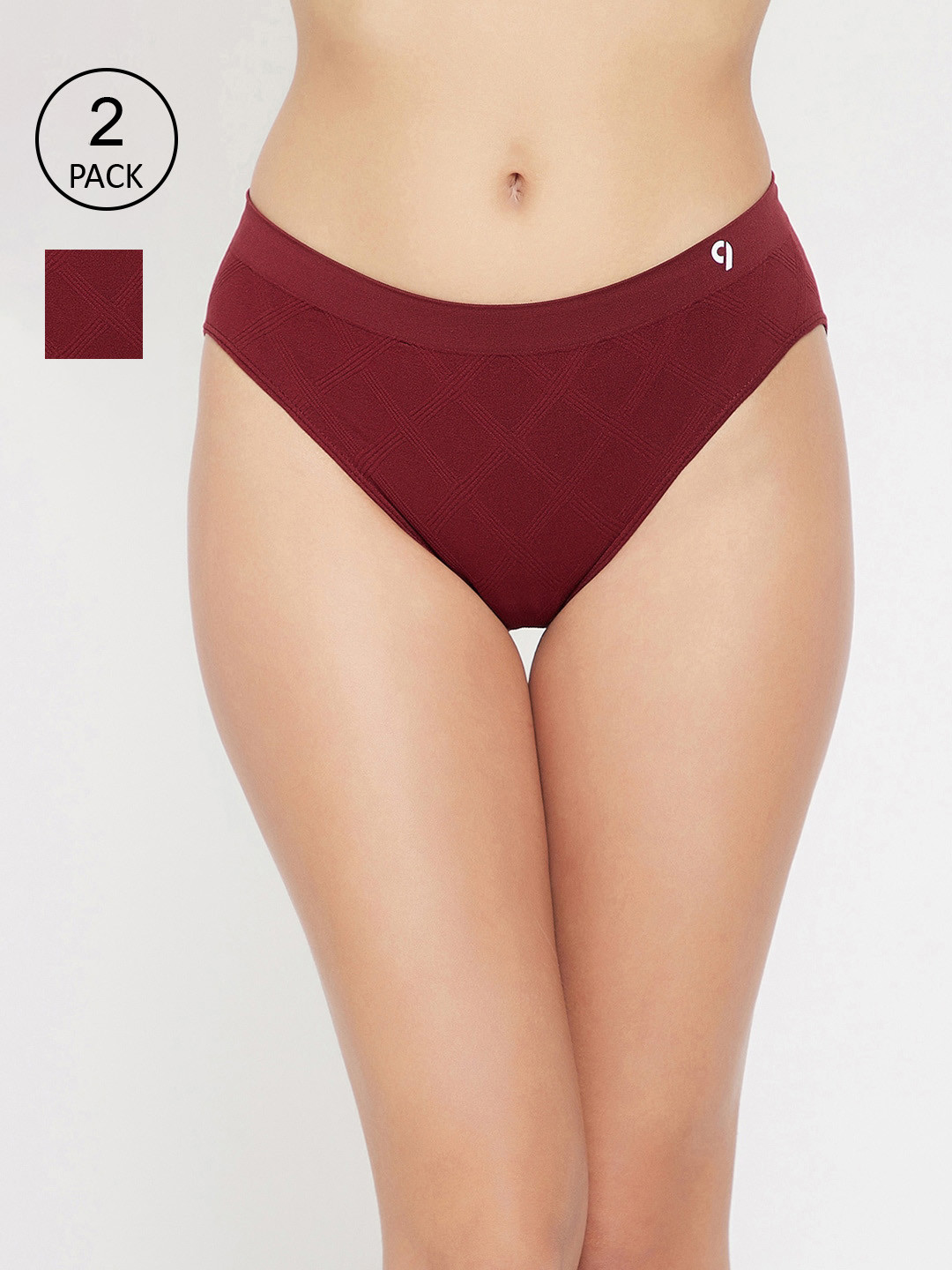 

C9 AIRWEAR Women Pack Of 2 Maroon Mid-Rise Basic Briefs
