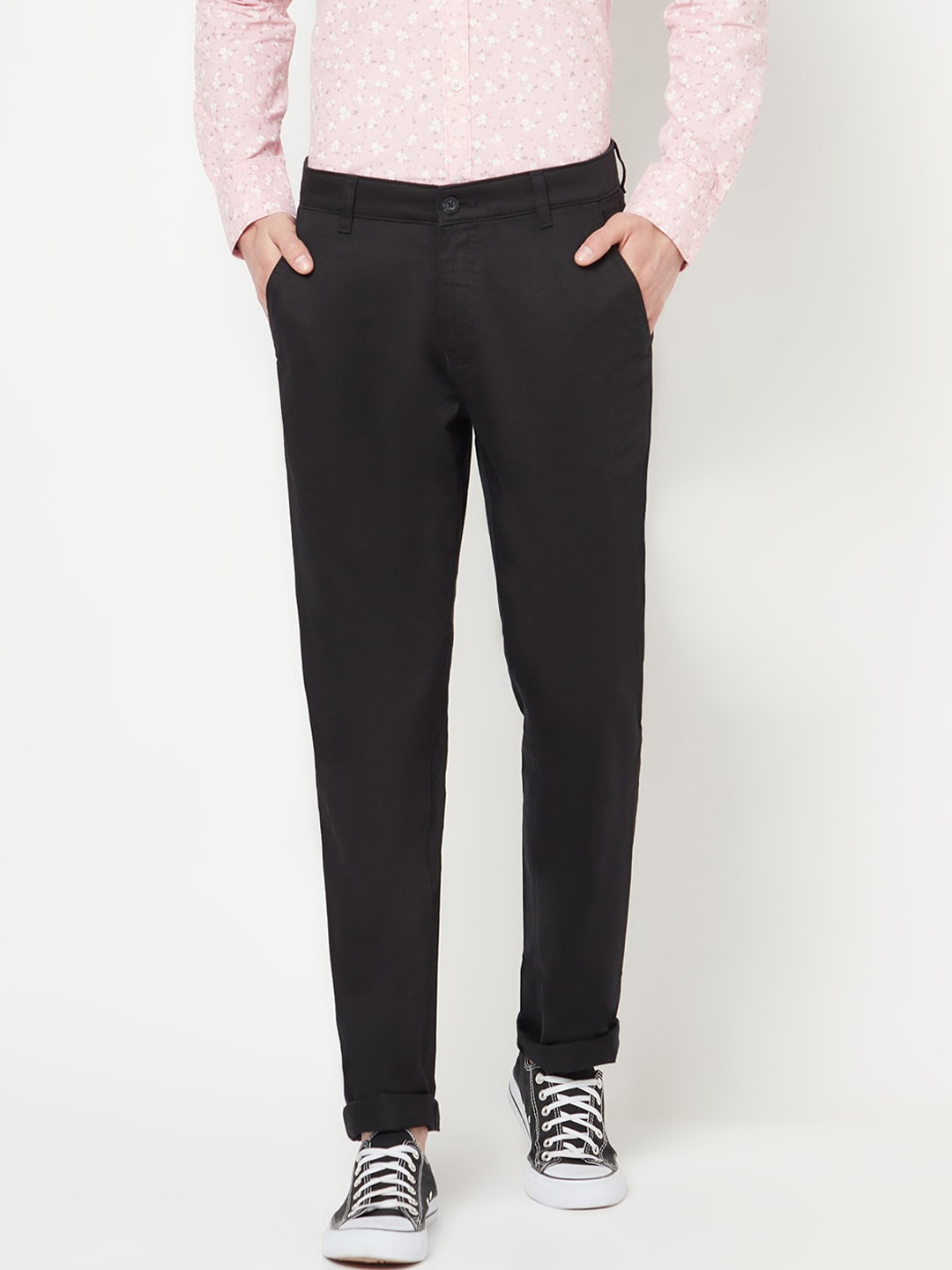 

Crimsoune Club Men Black Solid Mid-Rise Regular-Fit Trousers