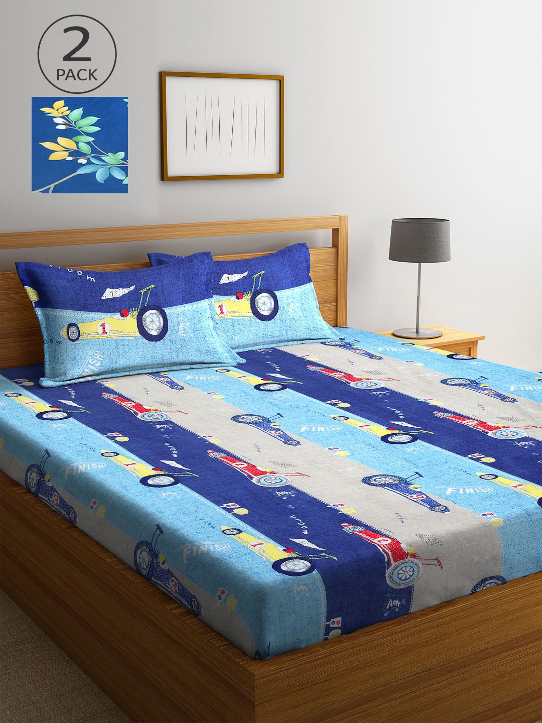 

KLOTTHE Multicoloured Cartoon Characters 210 TC 2 King Bedsheet with 4 Pillow Covers, Multi