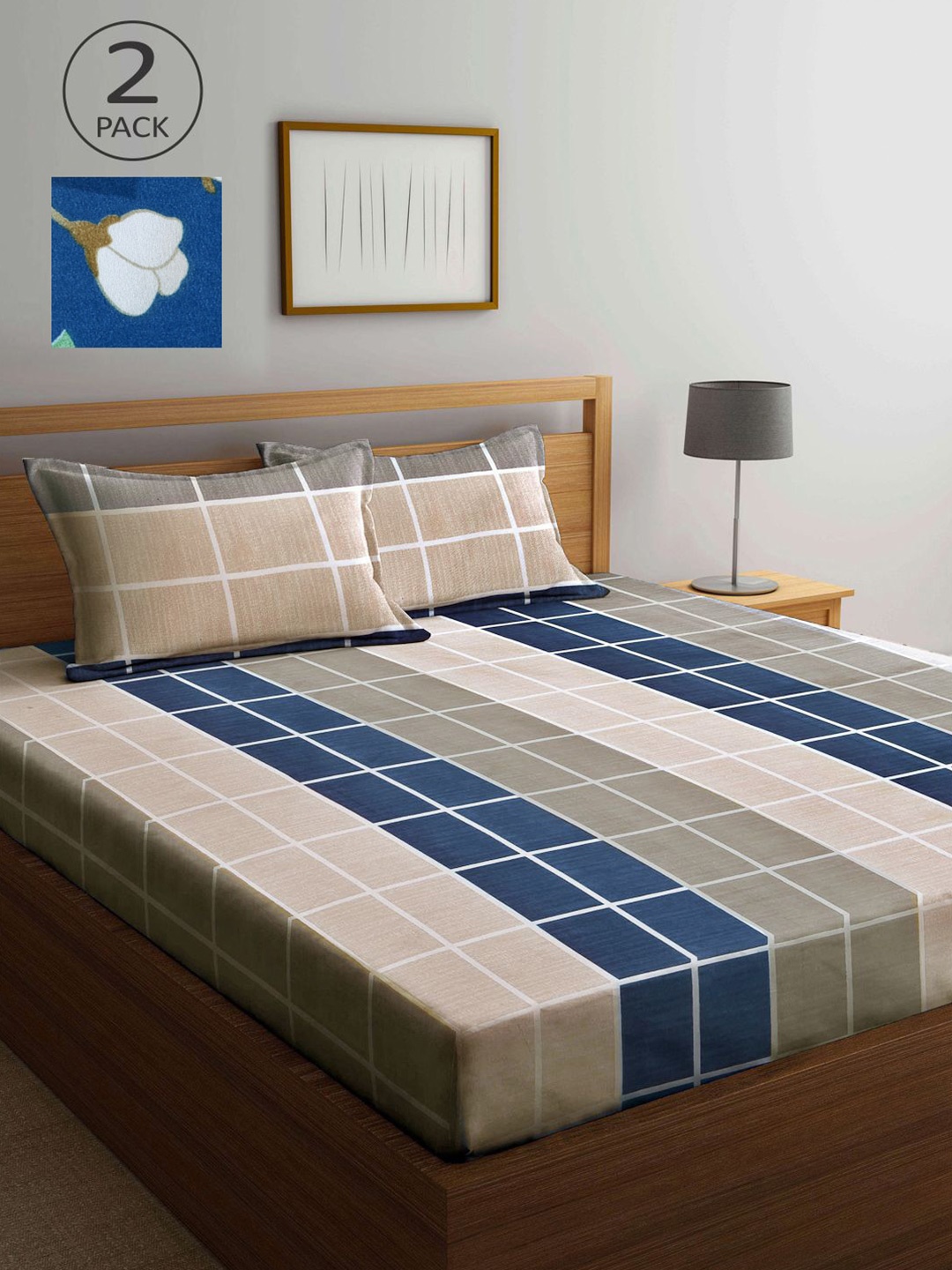 

KLOTTHE Multicoloured Geometric 210 TC 2 King Bedsheet with 4 Pillow Covers, Multi