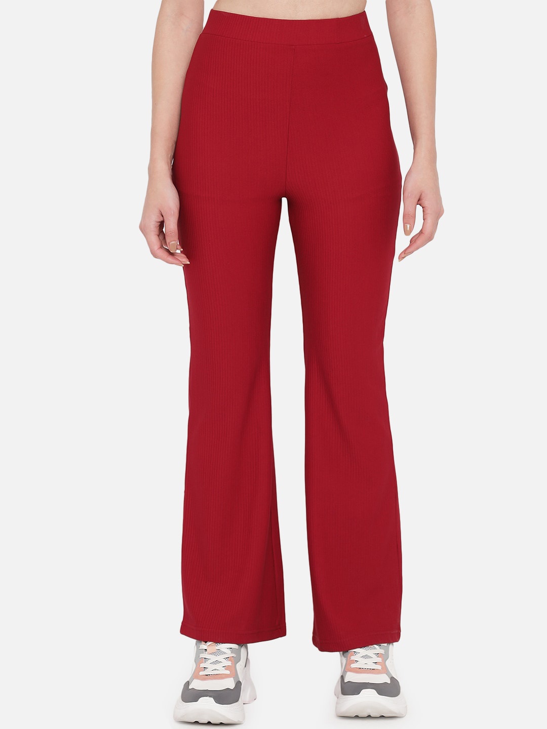 

Orchid Blues Women Red High-Rise Trousers