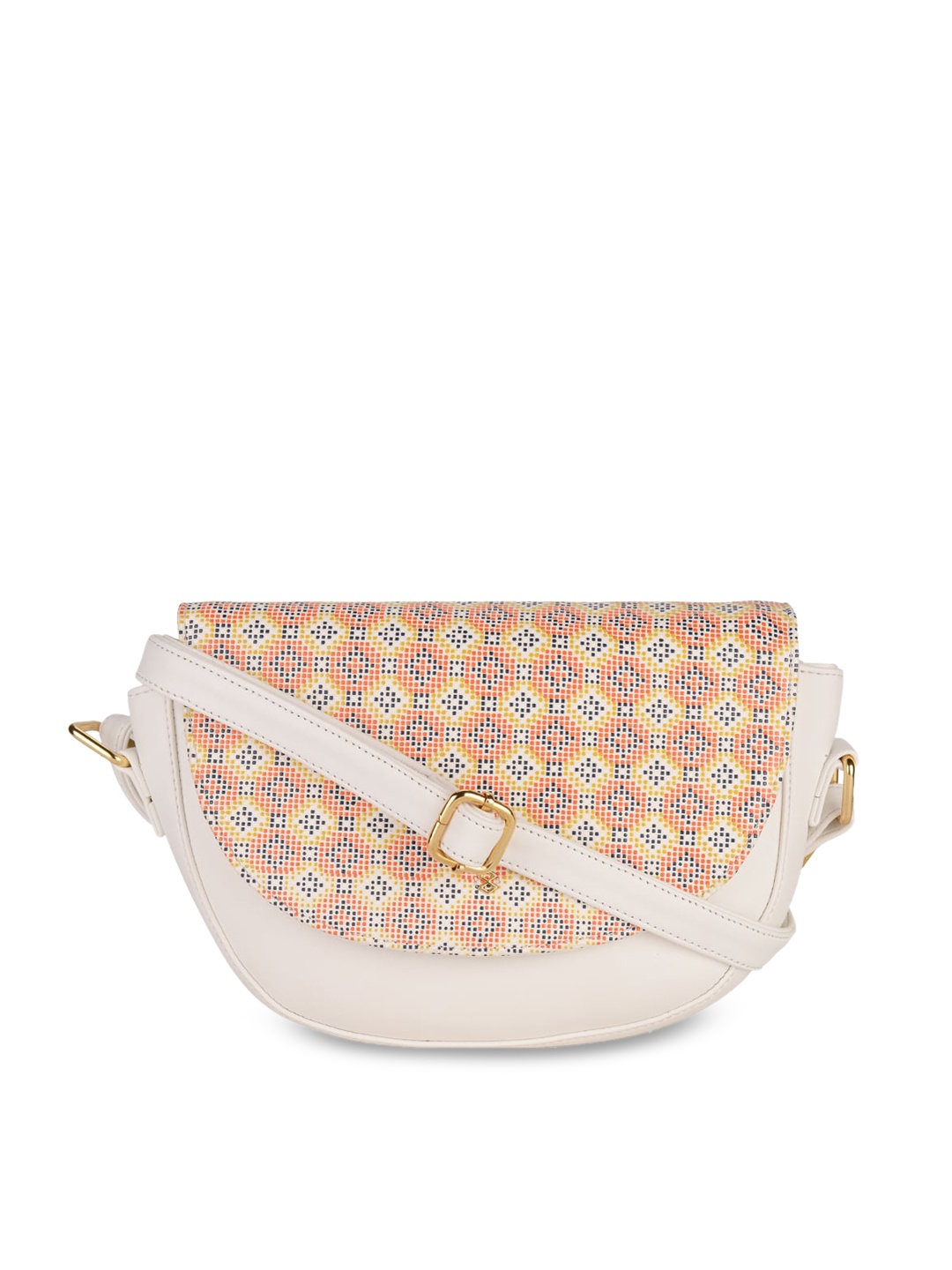 

HORRA White Geometric Printed Sling Bag