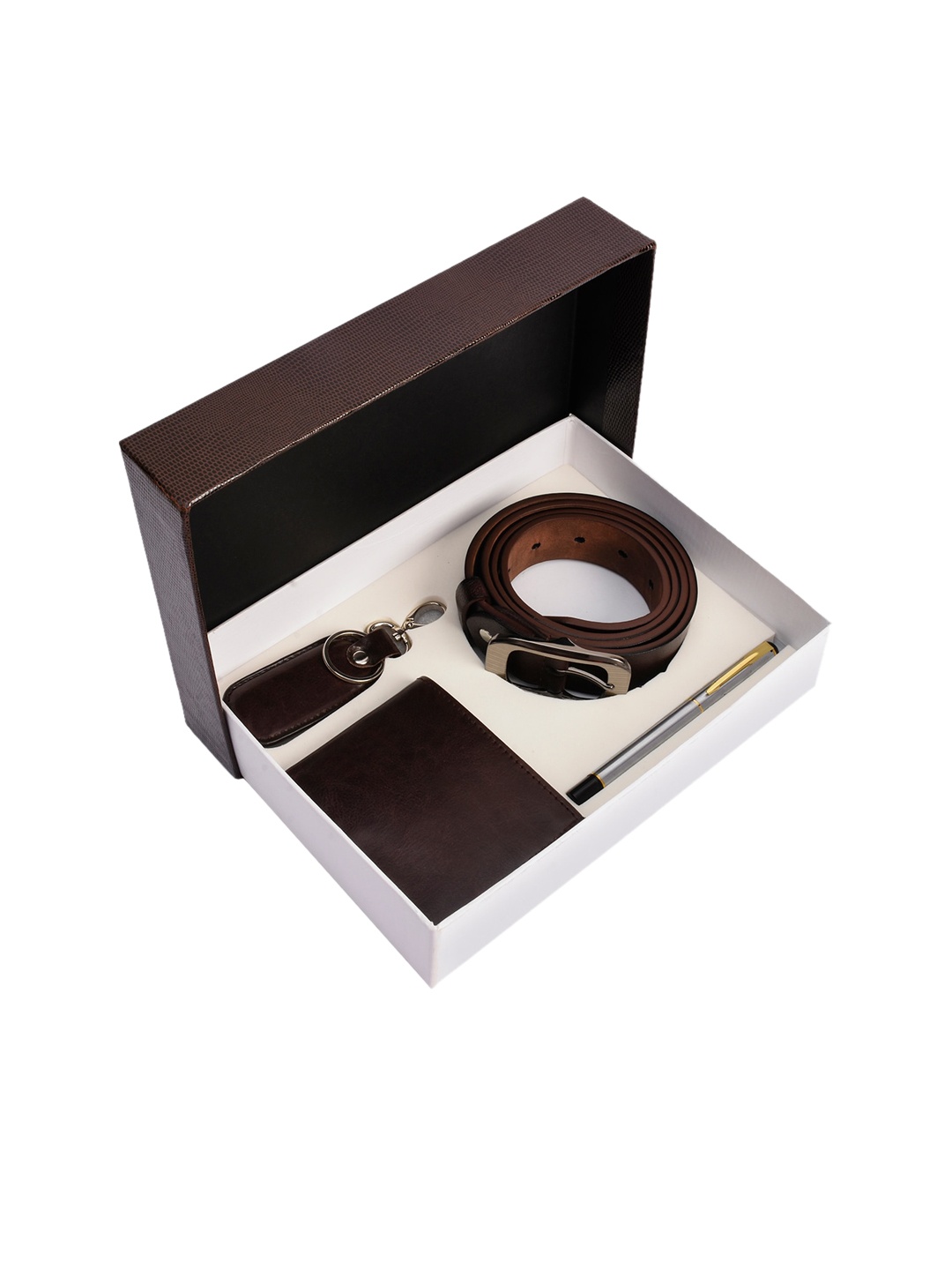 

BuckleUp Men Brown & Silver-Toned Accessory Gift Set