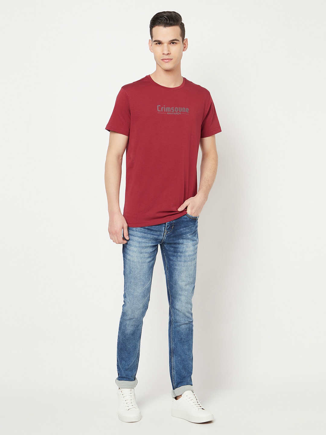

Crimsoune Club Men Maroon Typography Printed Slim Fit T-shirt