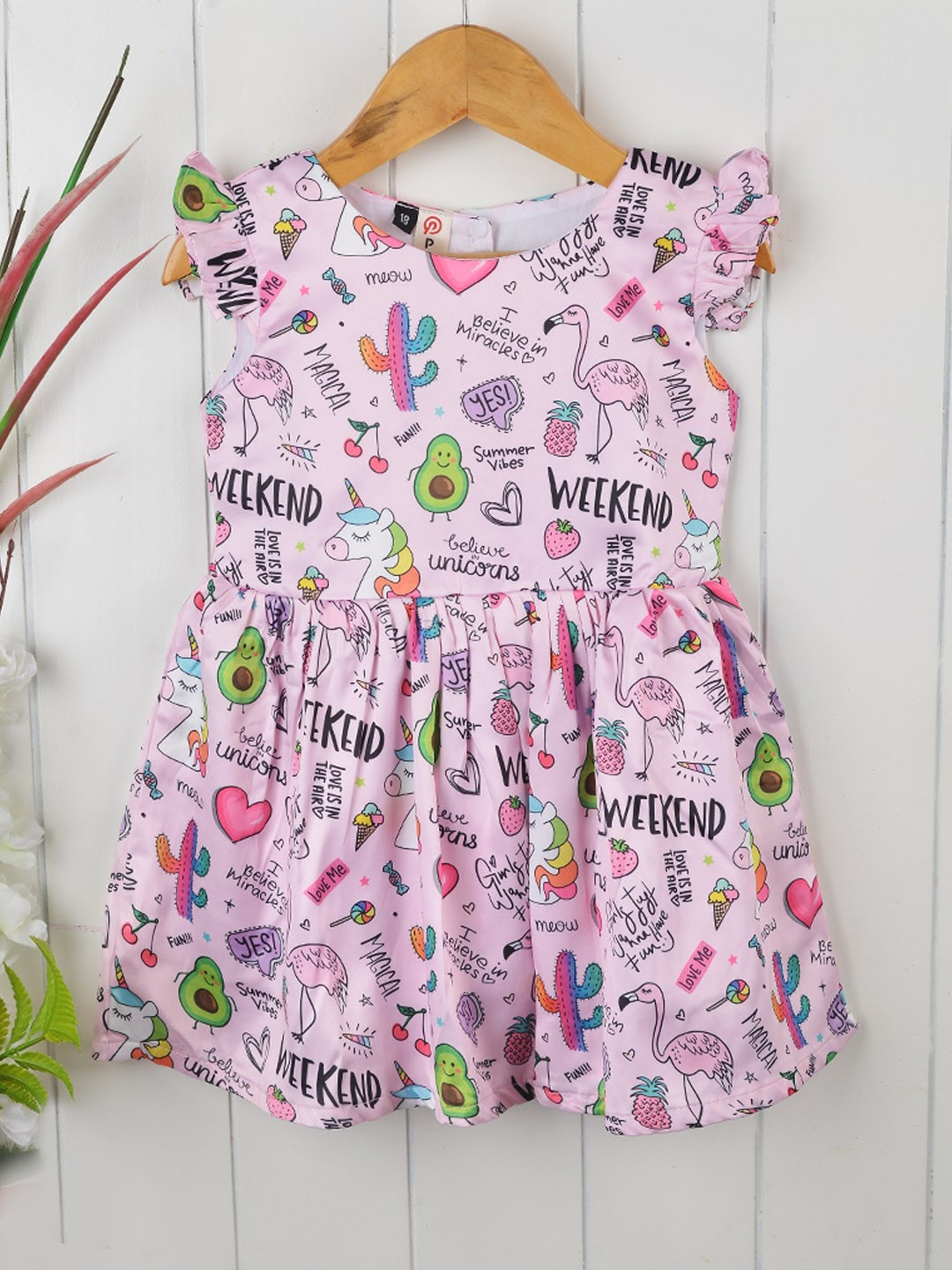 

POPLINS Girls Pink Fit & Flare Dress