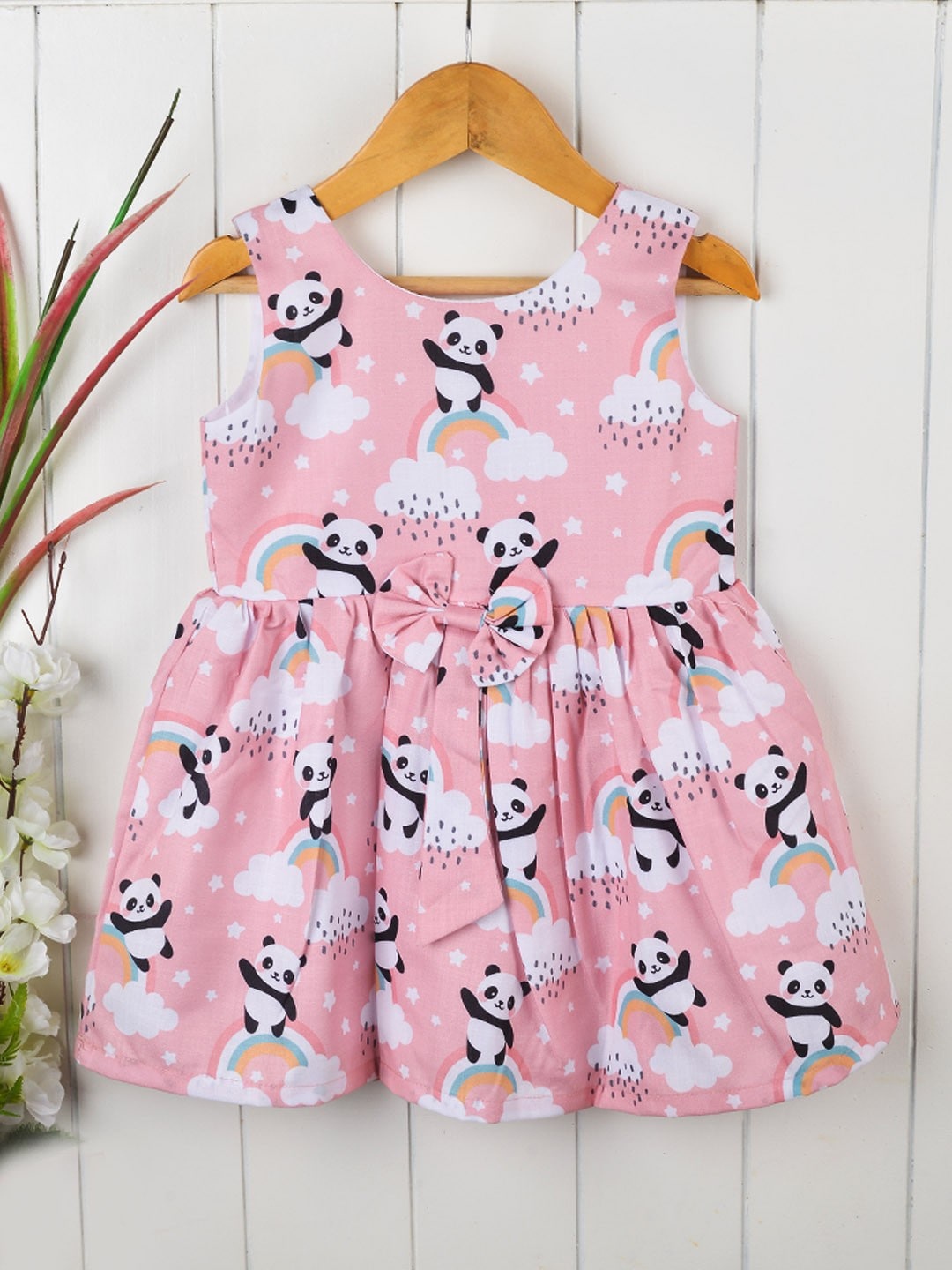 

POPLINS Girls Pink & White Dress