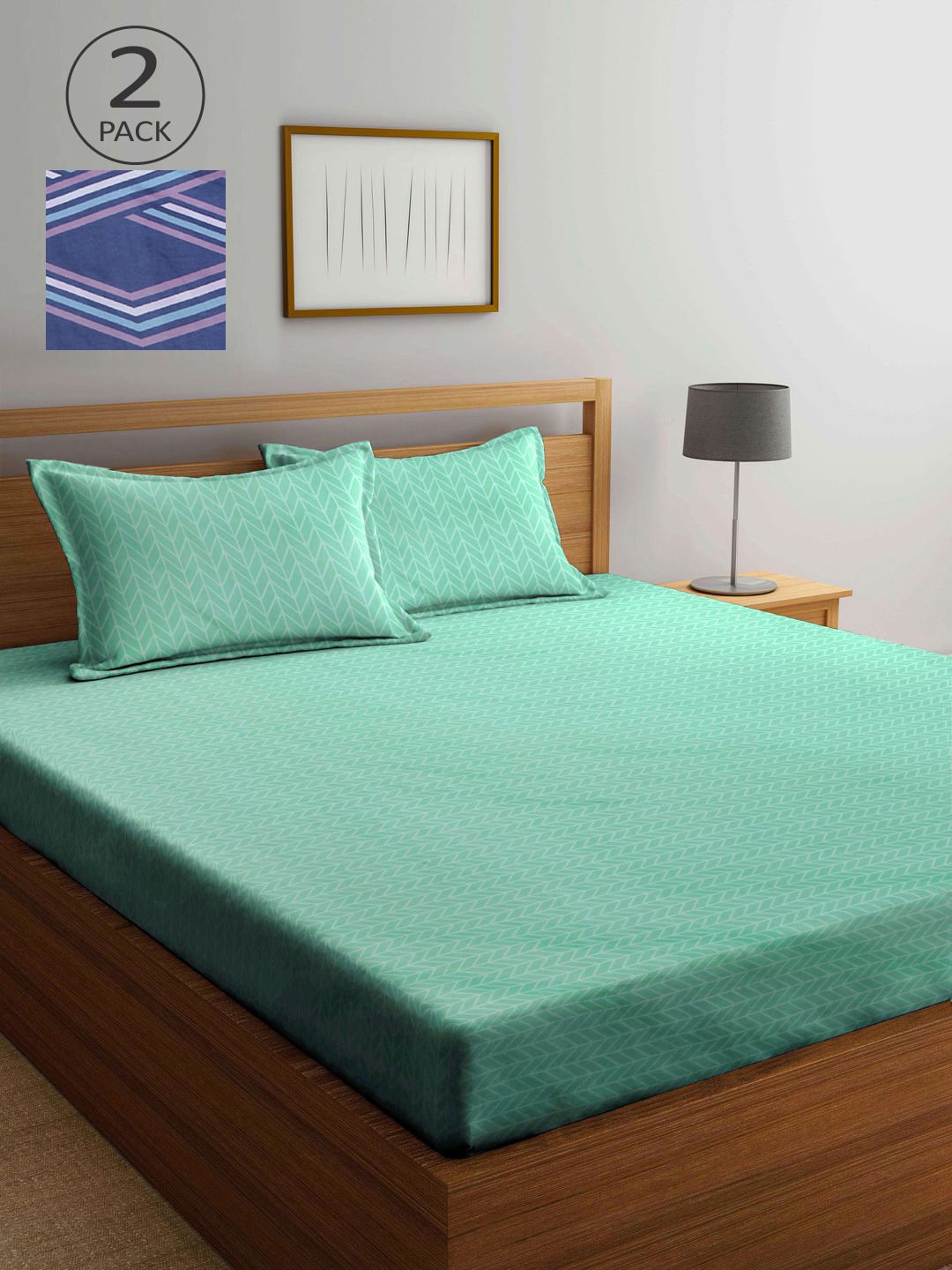 

KLOTTHE Multicoloured Geometric 210 TC 2 King Bedsheet with 4 Pillow Covers, Multi