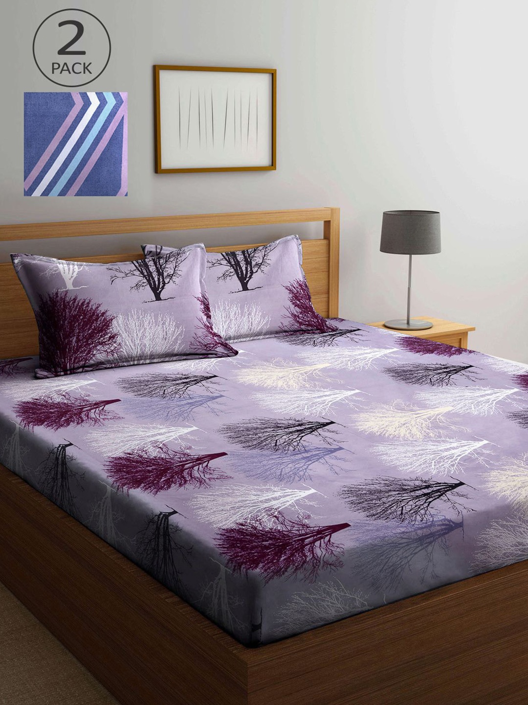 

KLOTTHE Multicoloured Floral 210 TC 2 King Bedsheet with 4 Pillow Covers, Multi