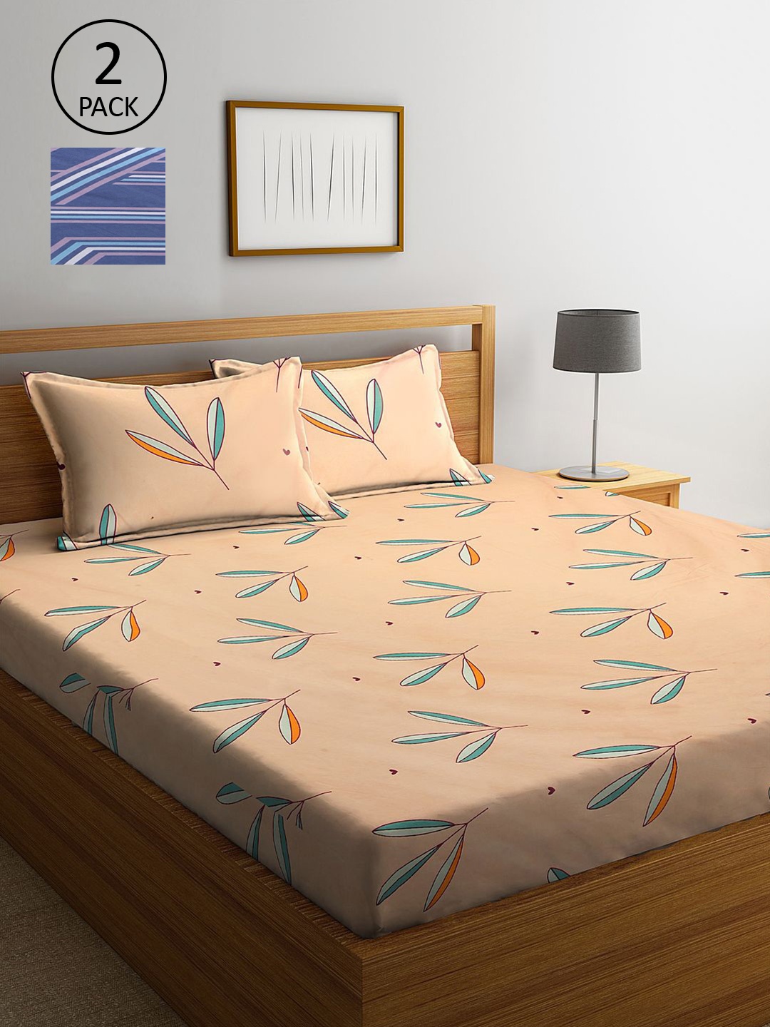 

KLOTTHE Multicoloured Floral 210 TC 2 King Bedsheet with 4 Pillow Covers, Multi