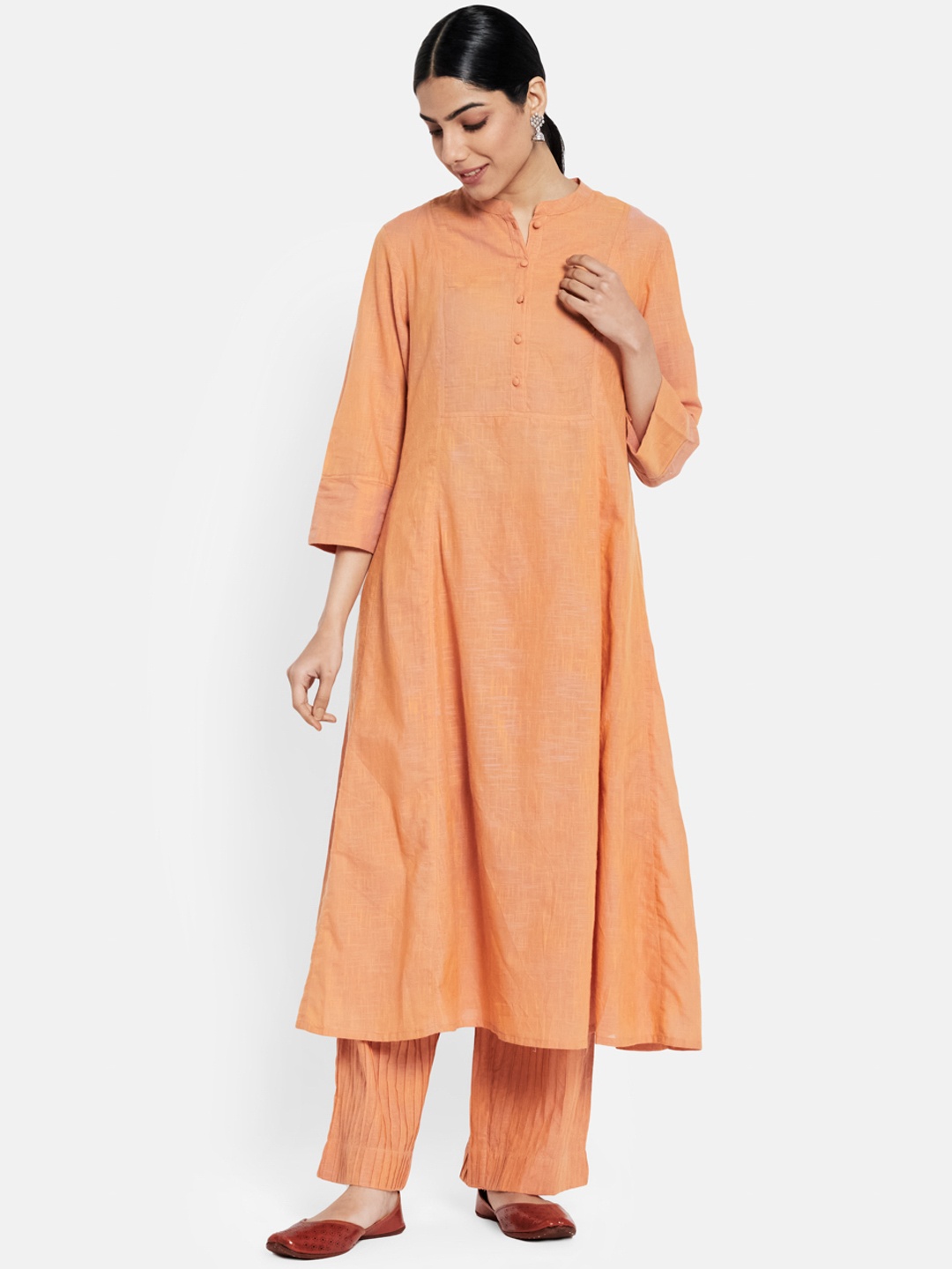 

Fabindia Women Coral Empire Pure Cotton Kurti with Palazzos