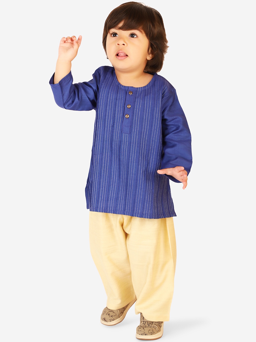 

Fabindia Boys Blue Striped Kurta with Salwar