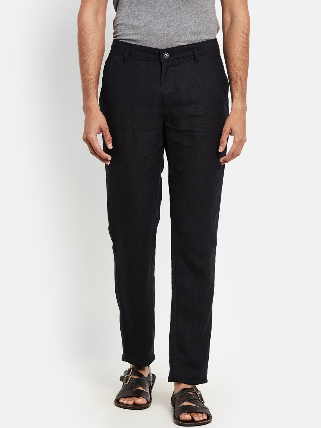 

Fabindia Men Black Slim Fit Trousers