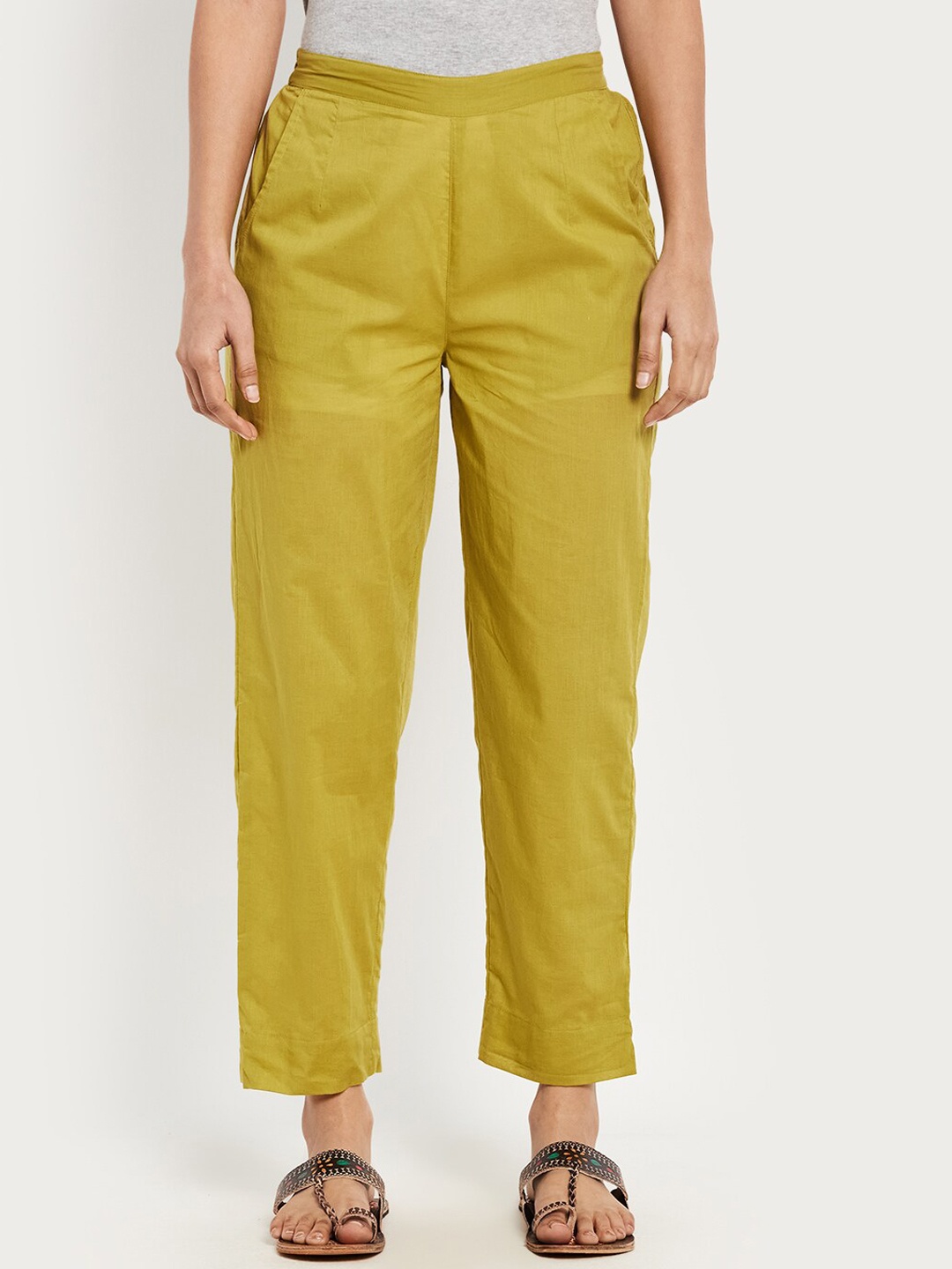

Fabindia FabBasic Women Mustard Cotton Trousers
