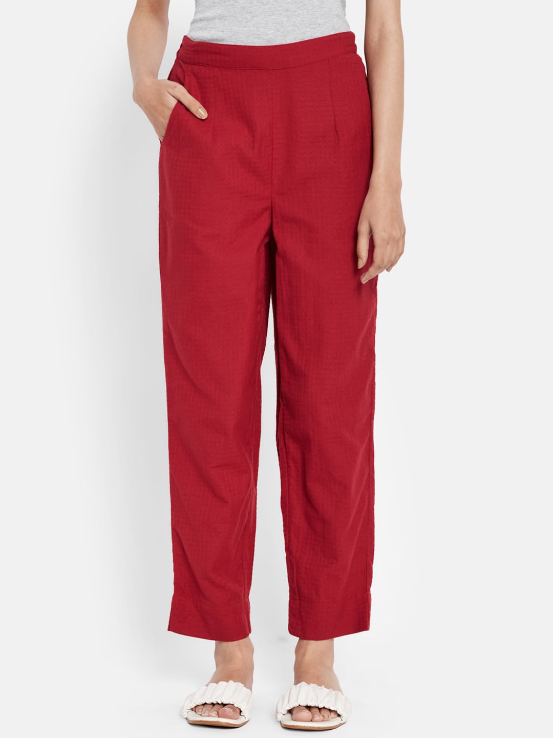 

Fabindia Women Red Regular CottonTrousers