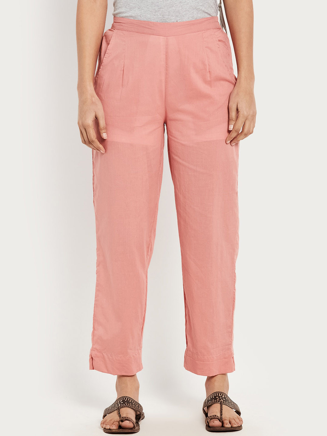 

Fabindia Women Peach Regular Cotton Trousers