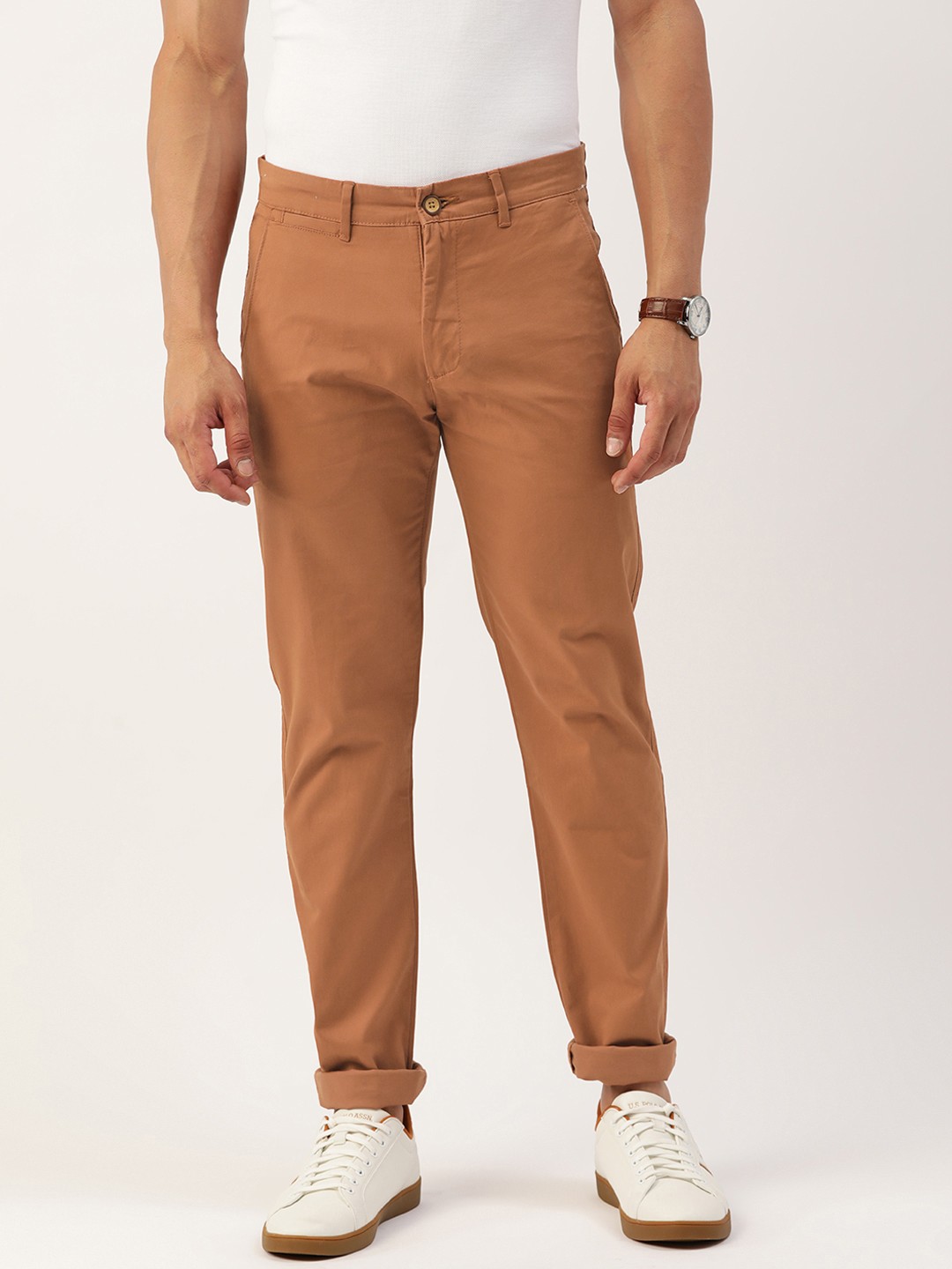 

PETER ENGLAND UNIVERSITY Men Super Slim Fit Trousers, Rust