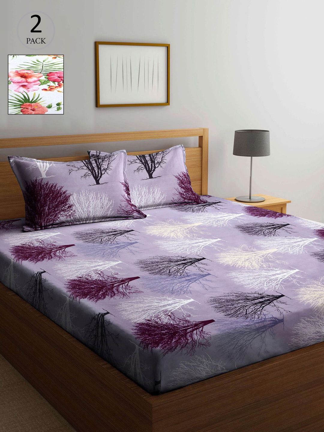 

KLOTTHE Multicoloured Floral 210 TC 2 King Bedsheet with 4 Pillow Covers, Multi