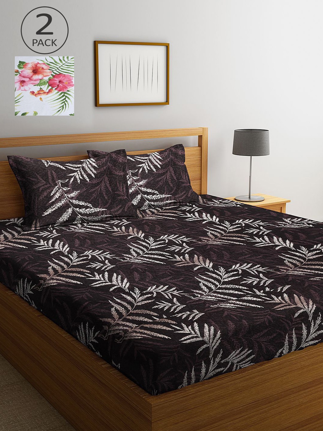 

KLOTTHE Multicoloured Floral 210 TC 2 King Bedsheet with 4 Pillow Covers, Multi
