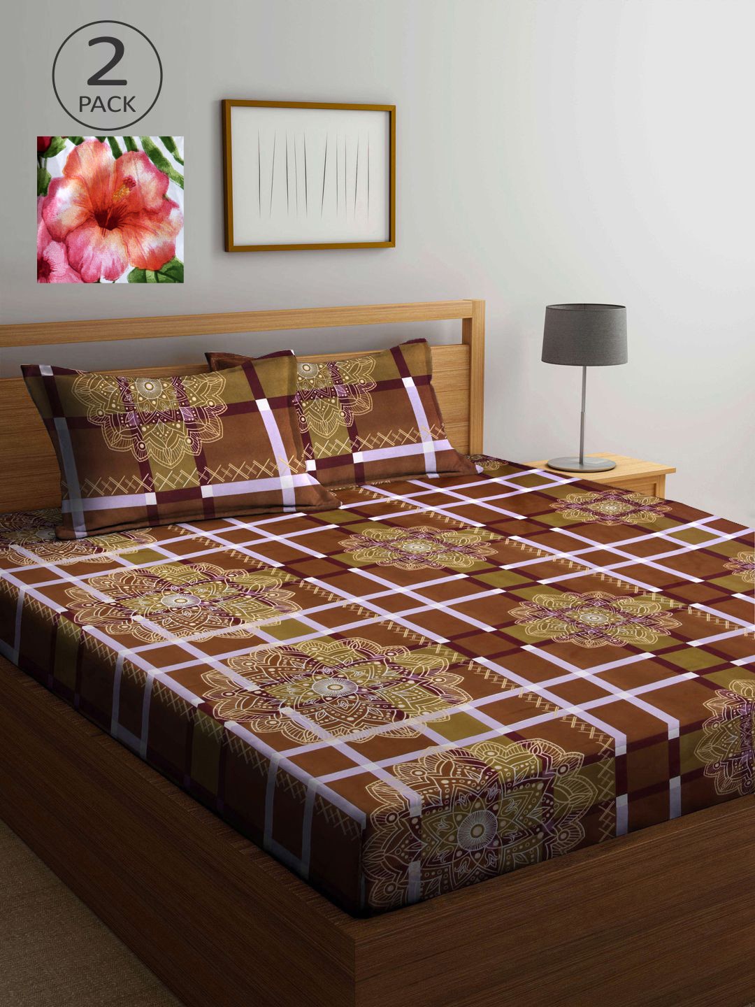 

KLOTTHE Multicoloured Geometric 210 TC 2 King Bedsheet with 4 Pillow Covers, Multi