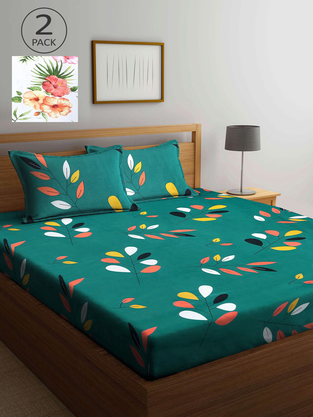 

KLOTTHE Multicoloured Floral 210 TC 2 King Bedsheet with 4 Pillow Covers, Multi