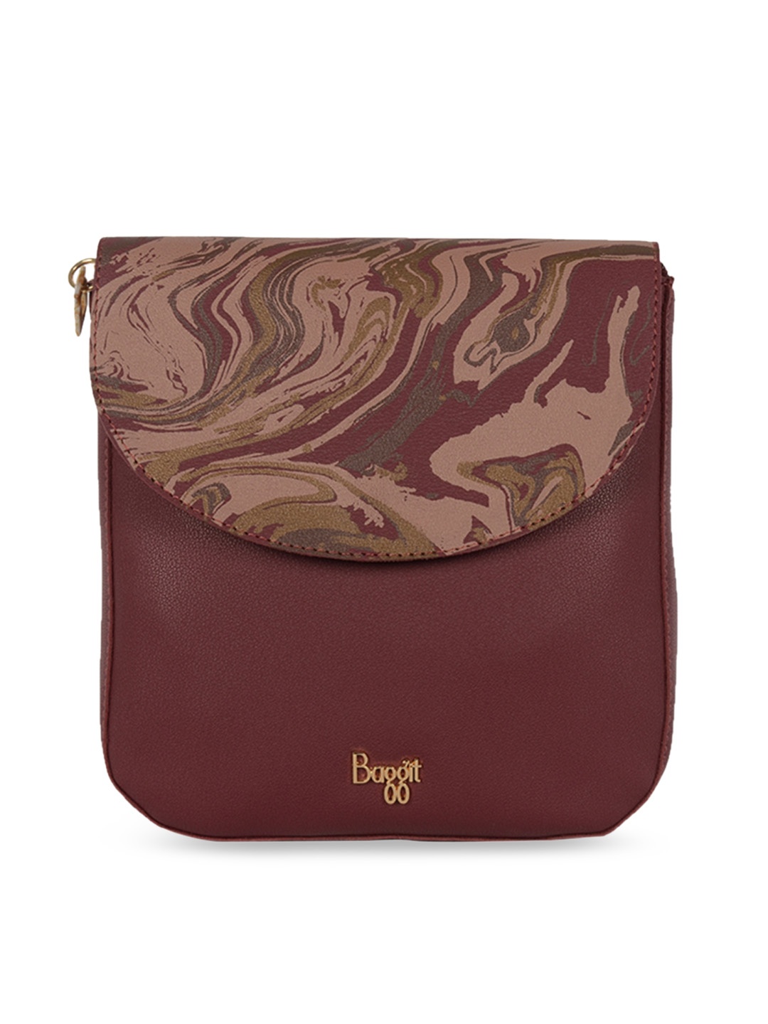 

Baggit Maroon Printed Structured Satchel Bag