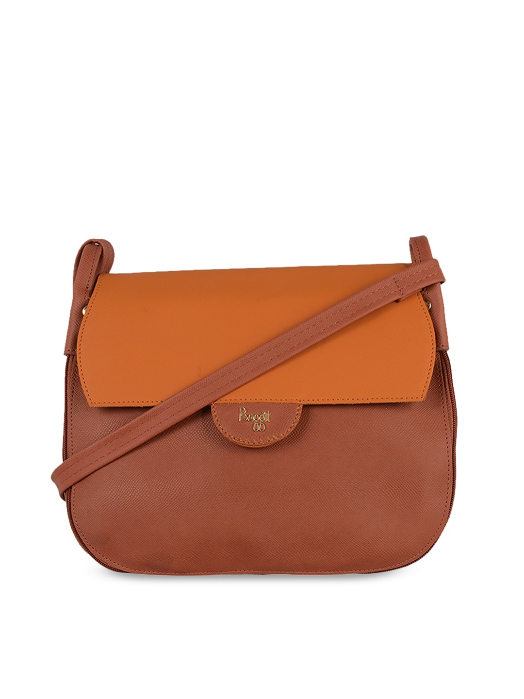 

Baggit Brown & Orange Colourblocked Structured Sling Bag