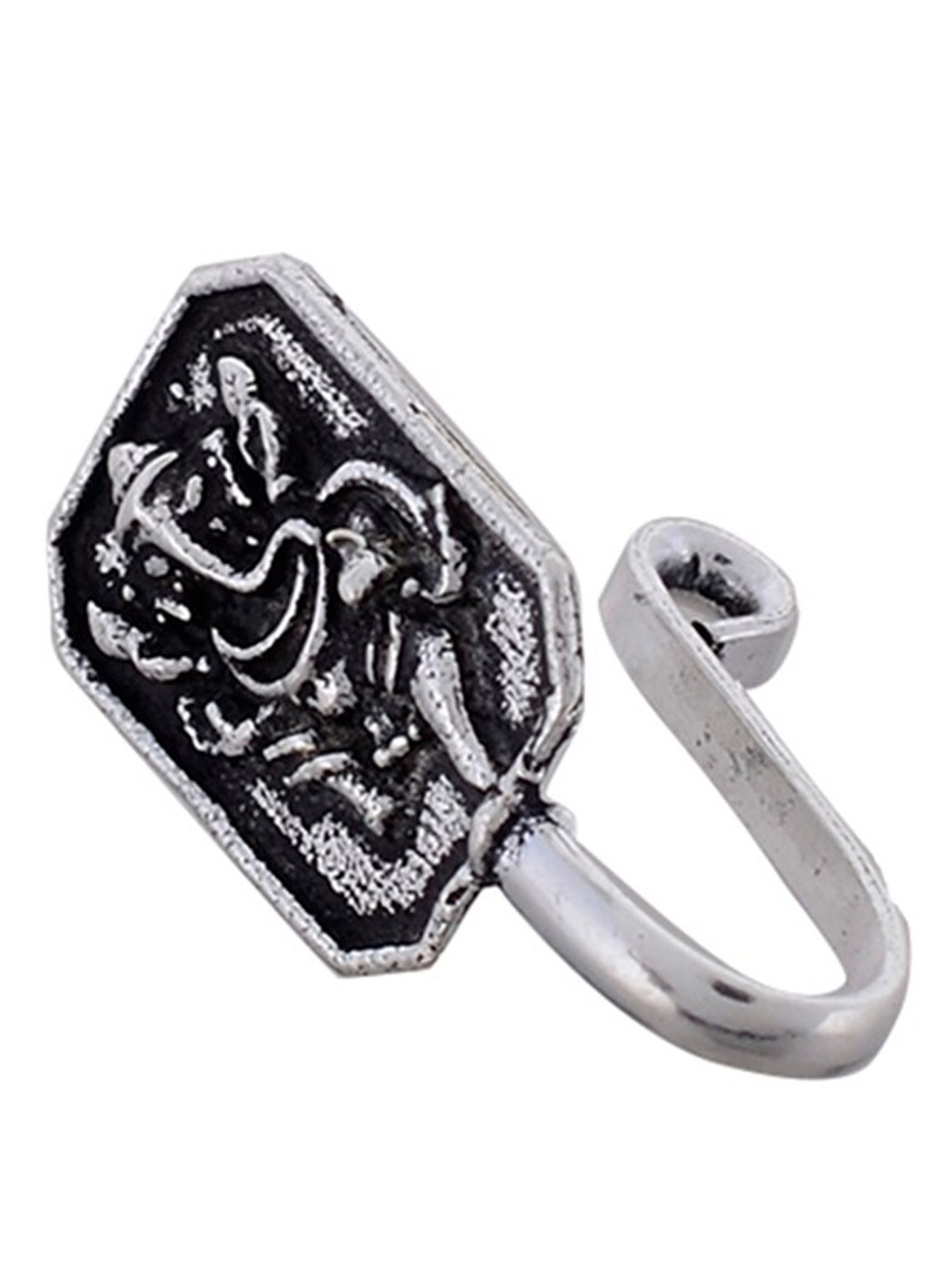 

Silvermerc Designs Women Silver-Plated Oxidized Nose pin