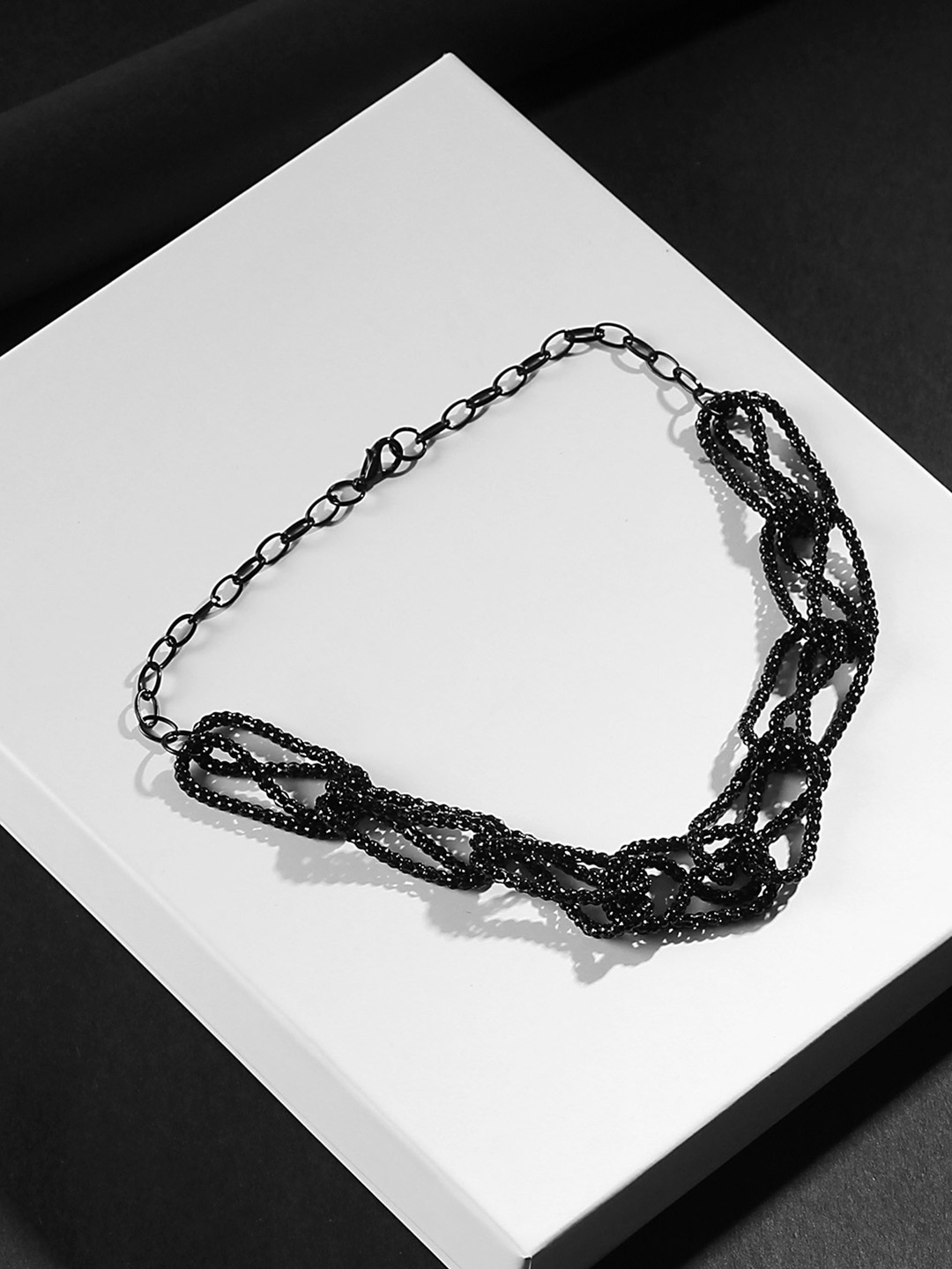 

Kazo Black Beaded Interlock Necklace