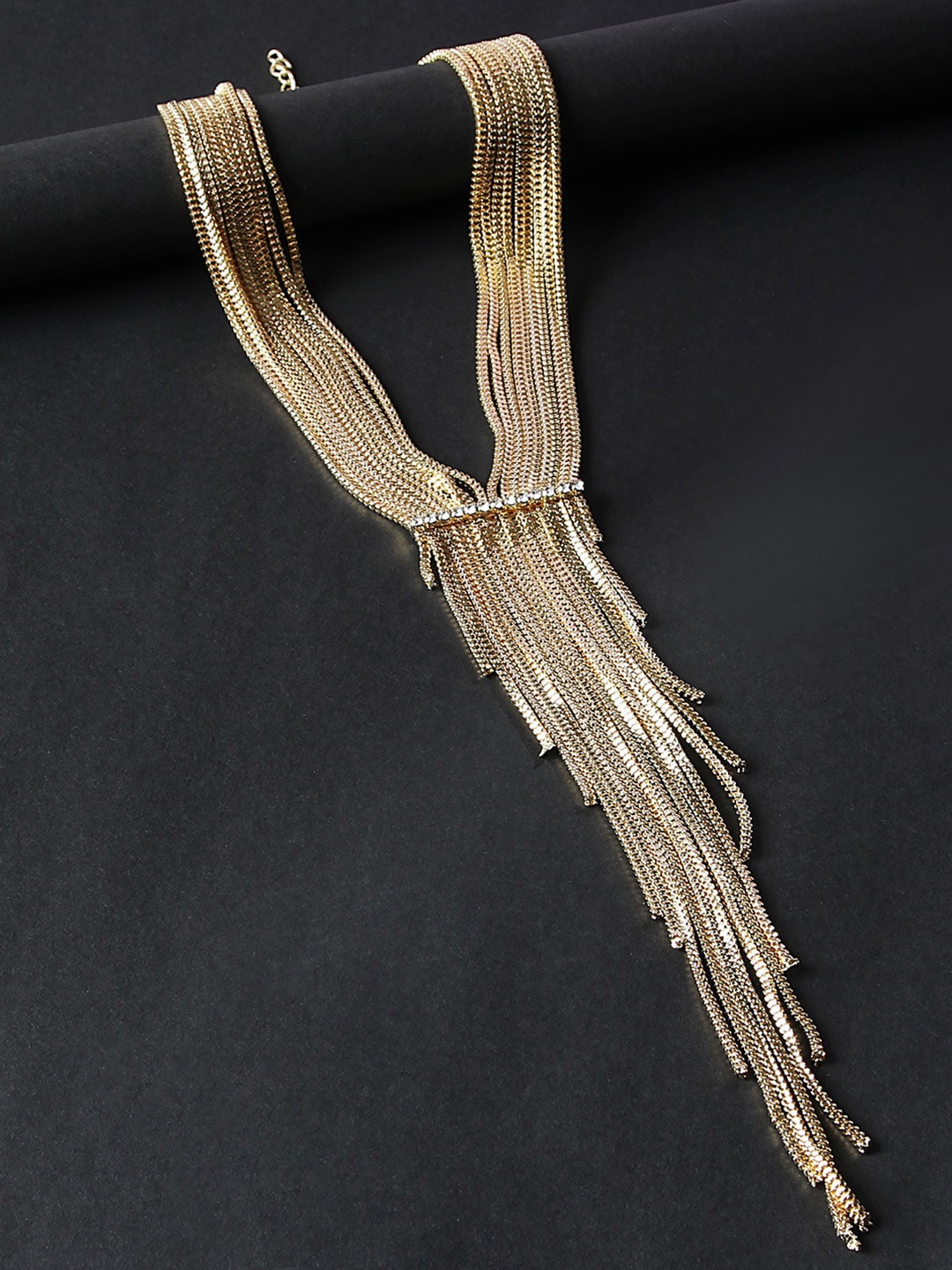 

Kazo Gold-Plated Stone Studded Fringe Necklace