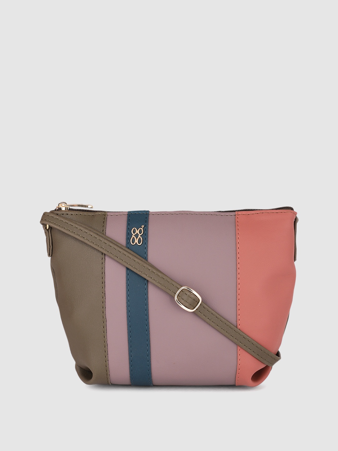 

Baggit Green Colourblocked Structured Sling Bag