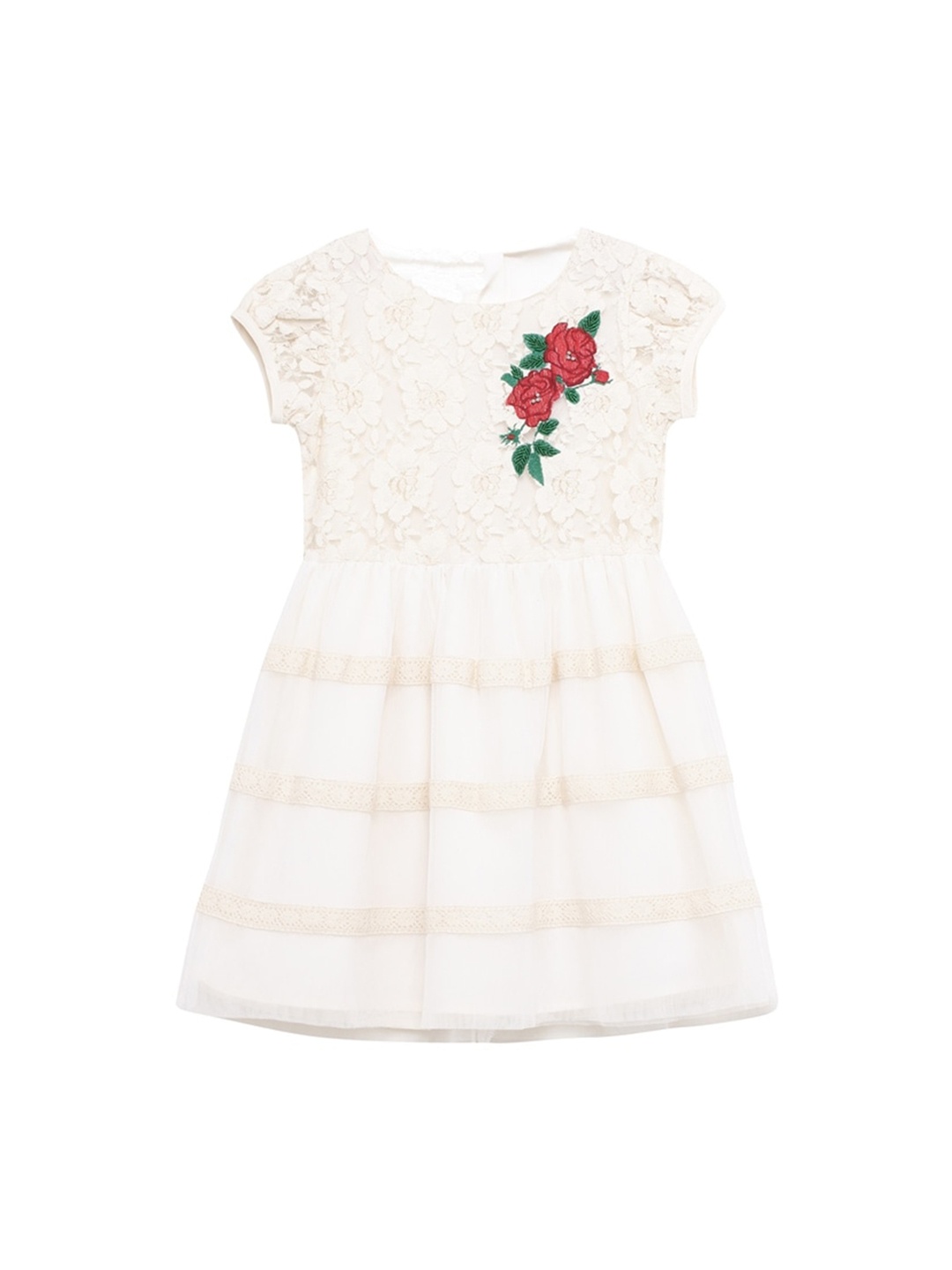 

UNDER FOURTEEN ONLY Girls Off White Floral Dress