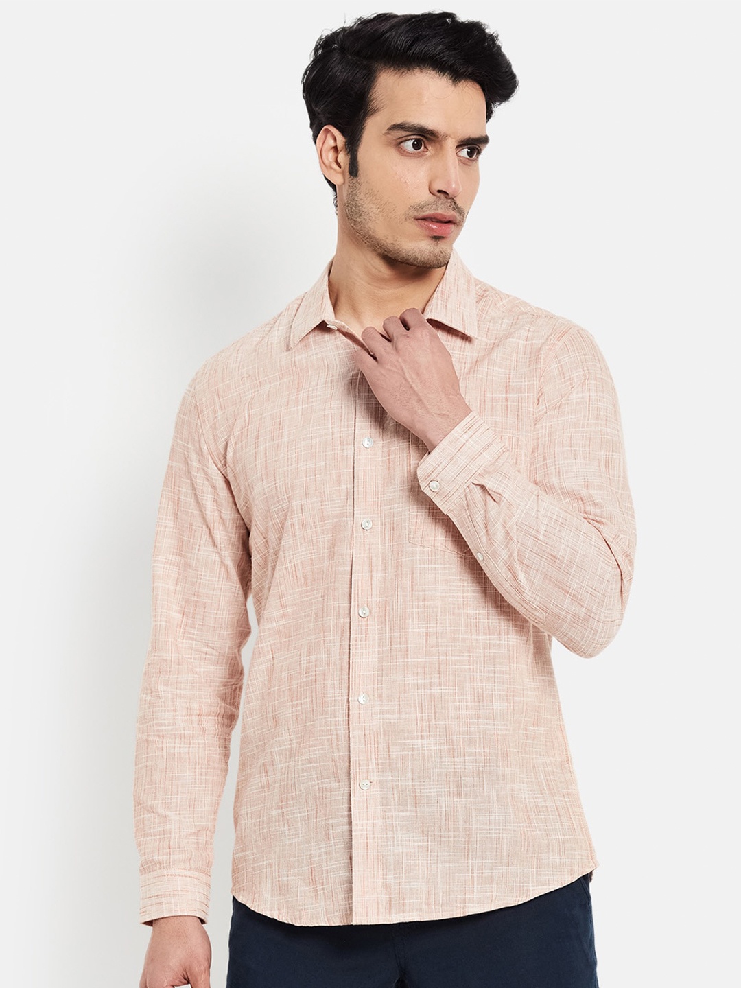 

Fabindia Men Orange Slim Fit Striped Casual Shirt