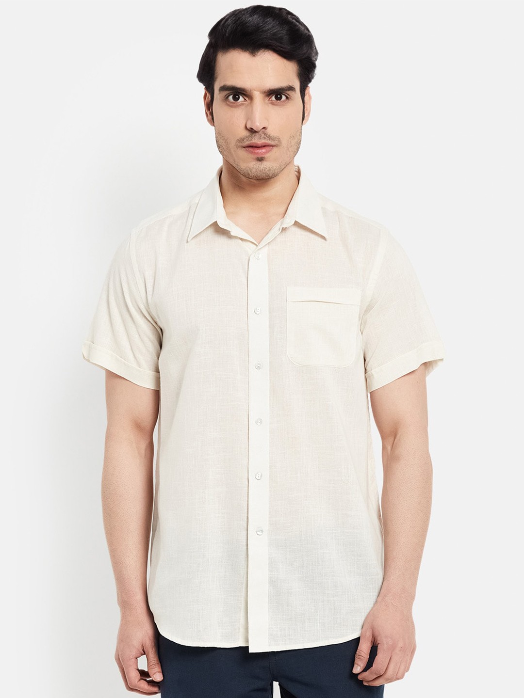 

Fabindia Men Off White Cotton Casual Shirt