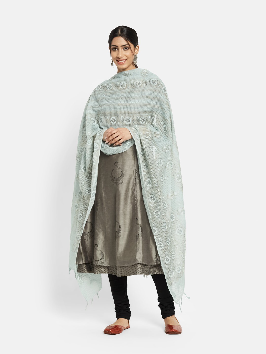 

Fabindia Blue & Grey Printed Pure Cotton Dupatta