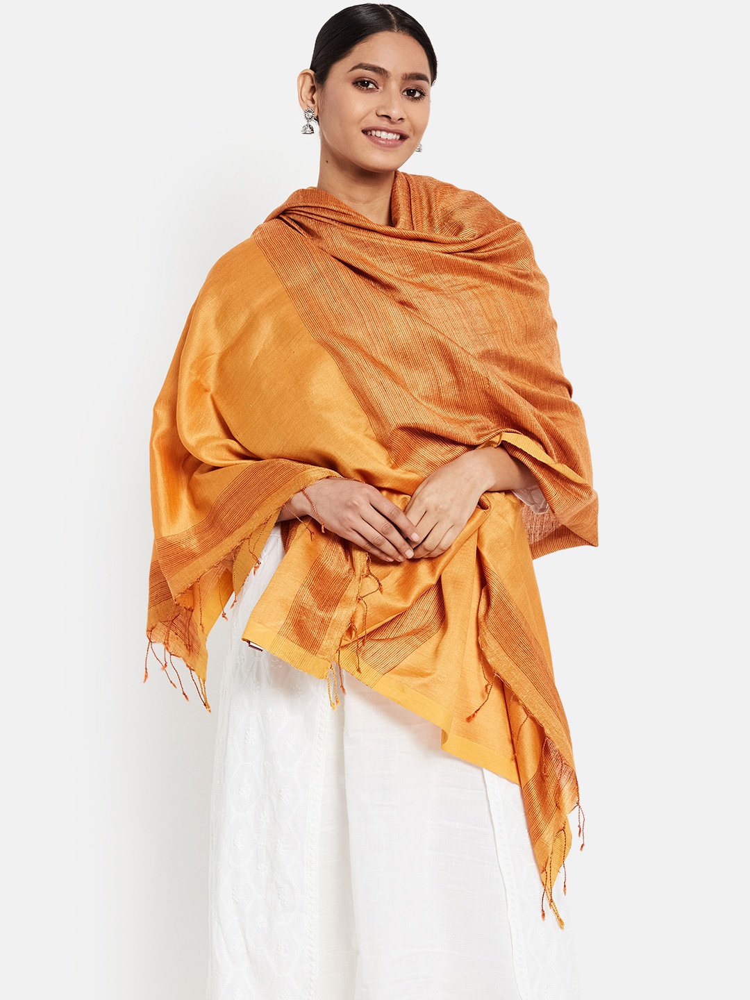 

Fabindia Mustard Pure Silk Dupatta
