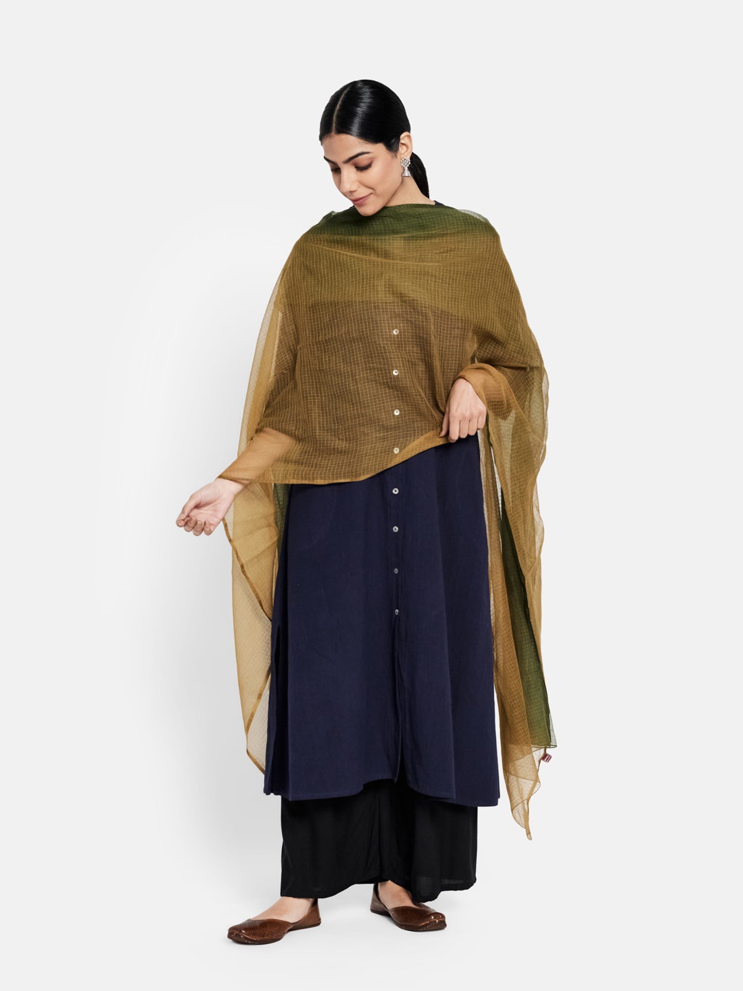 

Fabindia Green Dyed Cotton Silk Dupatta