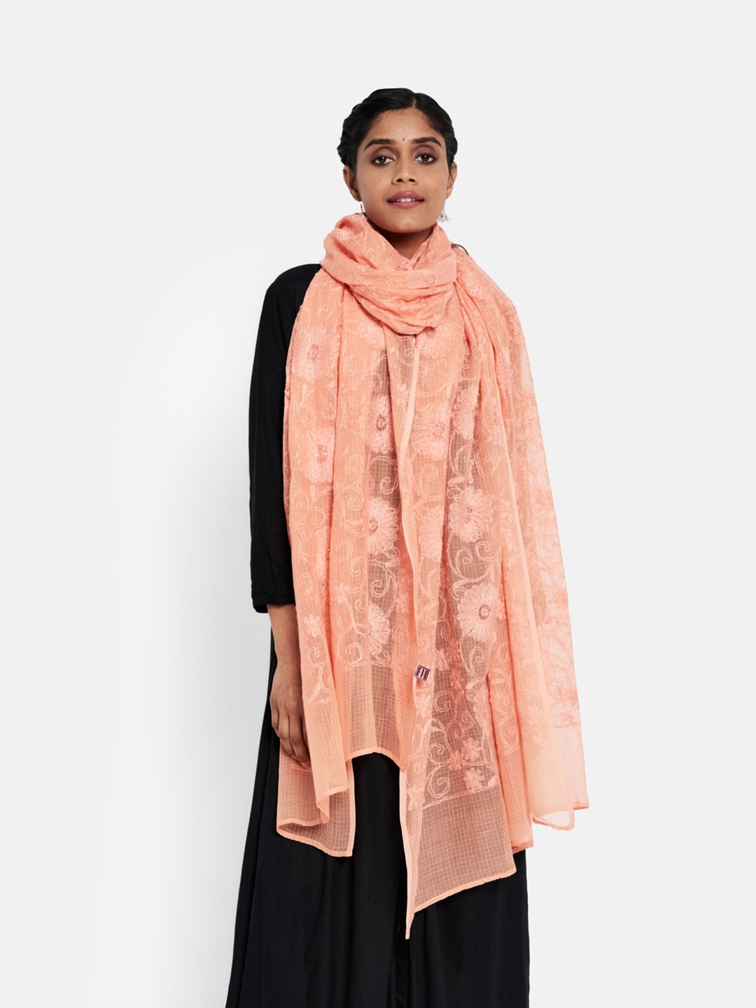 

Fabindia Coral Embroidered Cotton Silk Dupatta