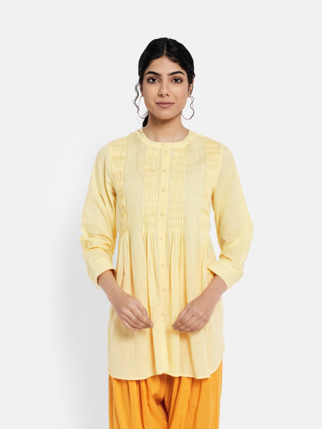 

Fabindia Women Yellow Cotton Tunic