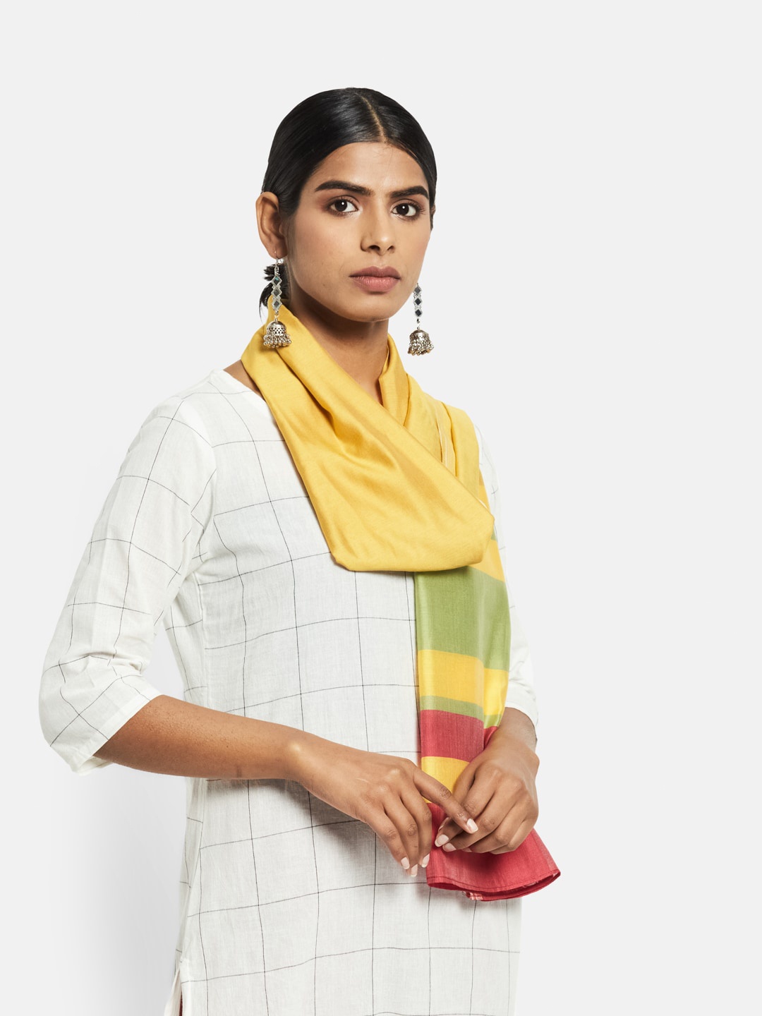 

Fabindia Women Yellow & Green Striped Stole