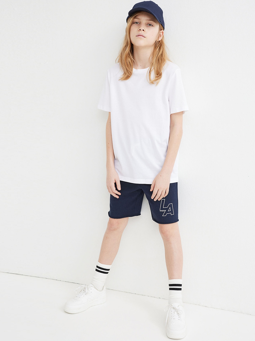 

H&M Boys Navy Blue Motif-Detail Sweatshorts