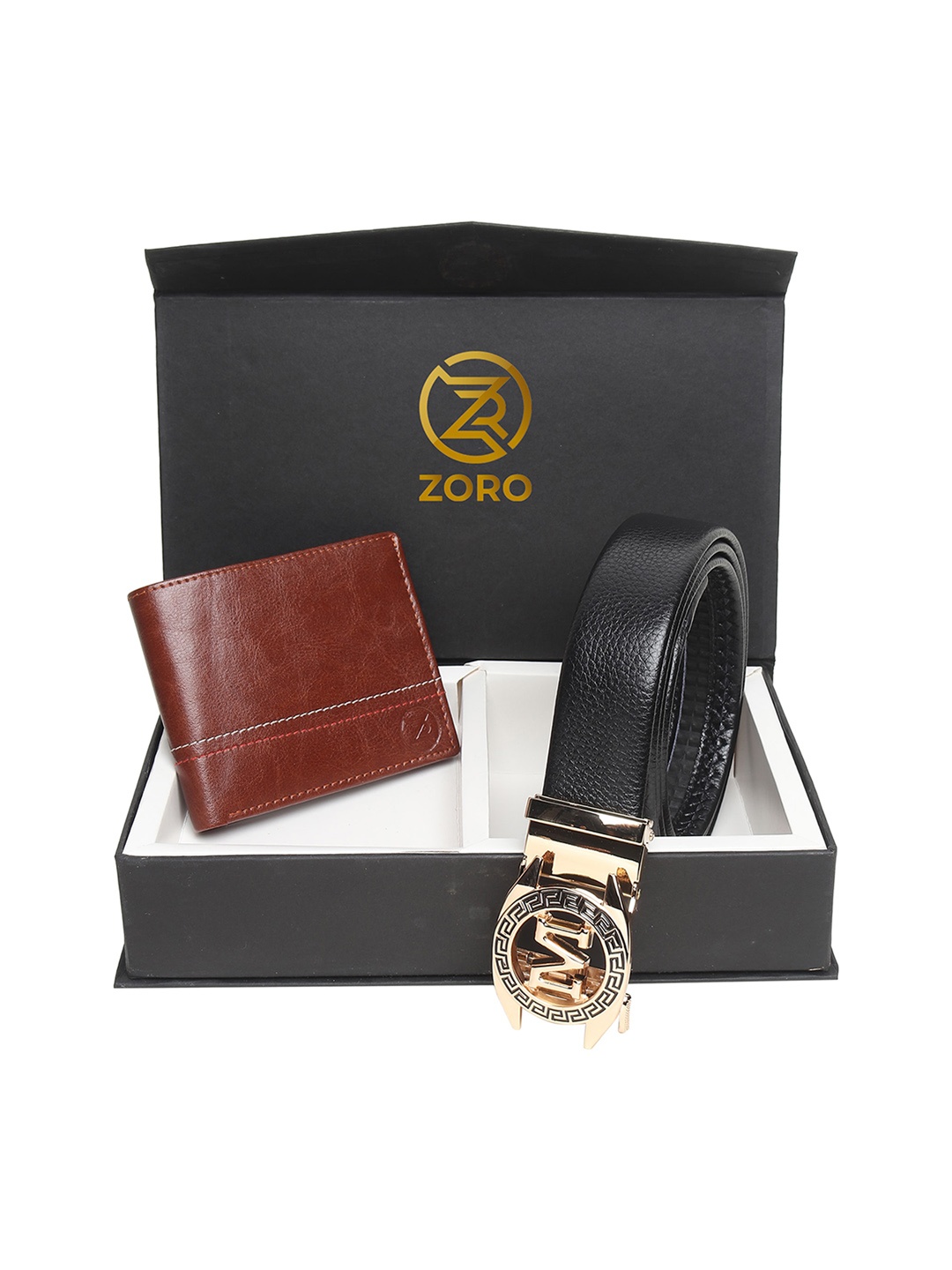

ZORO Men Black & Brown Solid Belt & Wallet Set