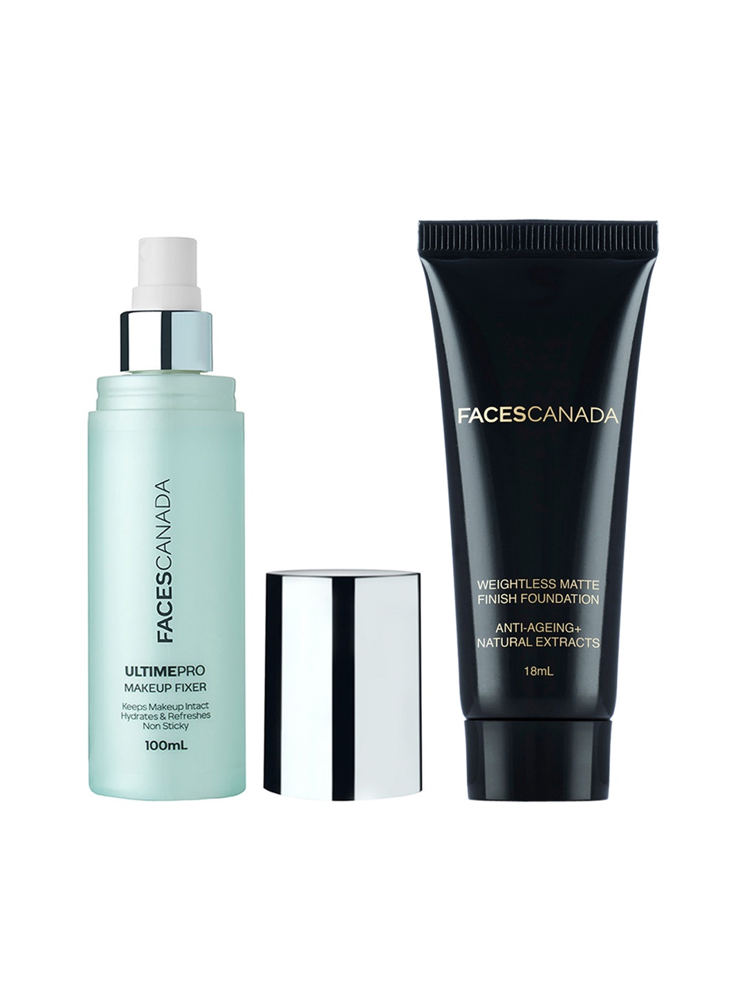 

FACES CANADA Set of Ultime Pro Makeup Fixer & Weightless Matte Foundation, Black