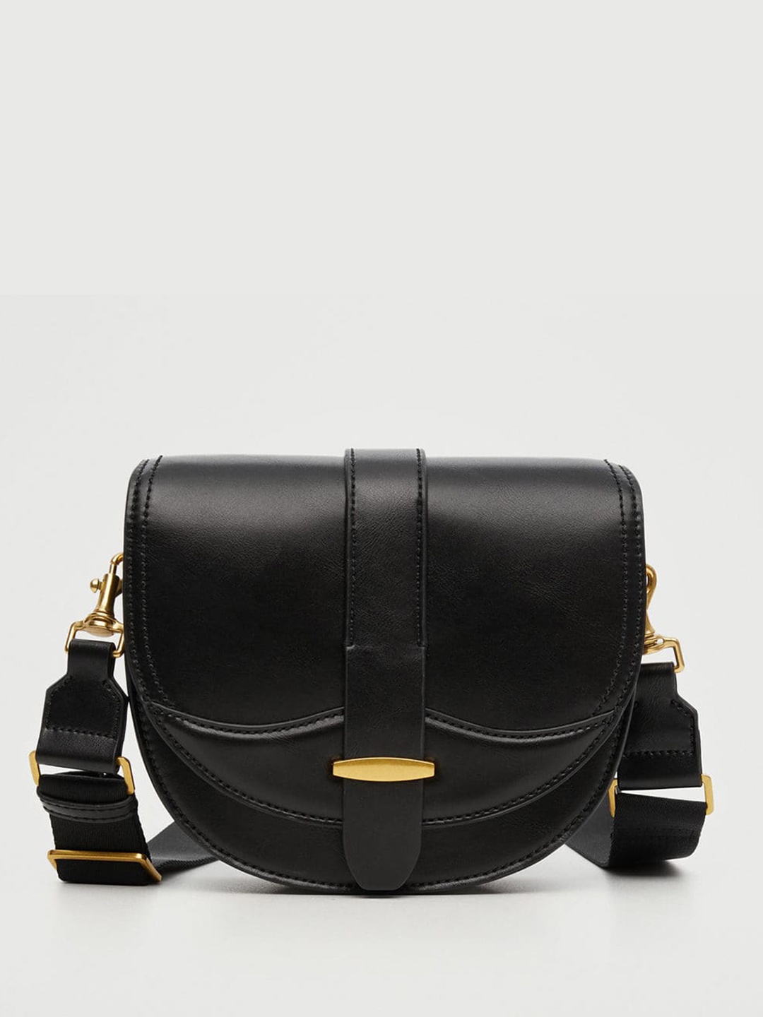 

MANGO Black Solid Half Moon Sling Bag & Detachable Sling Strap