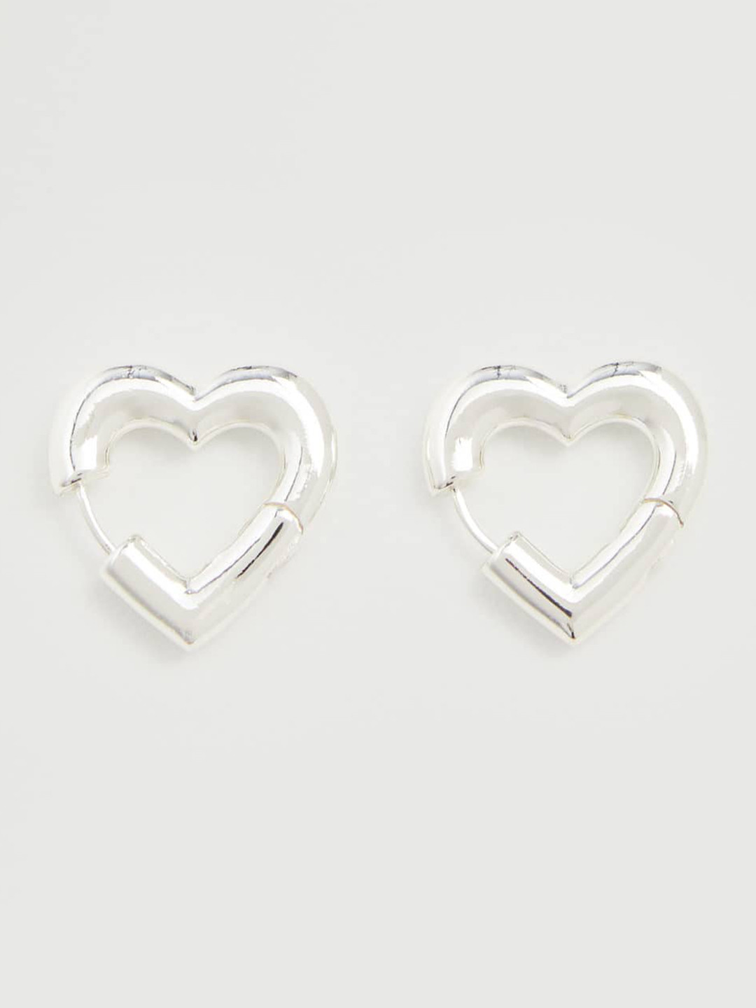 

MANGO Silver-Toned Heart Studs