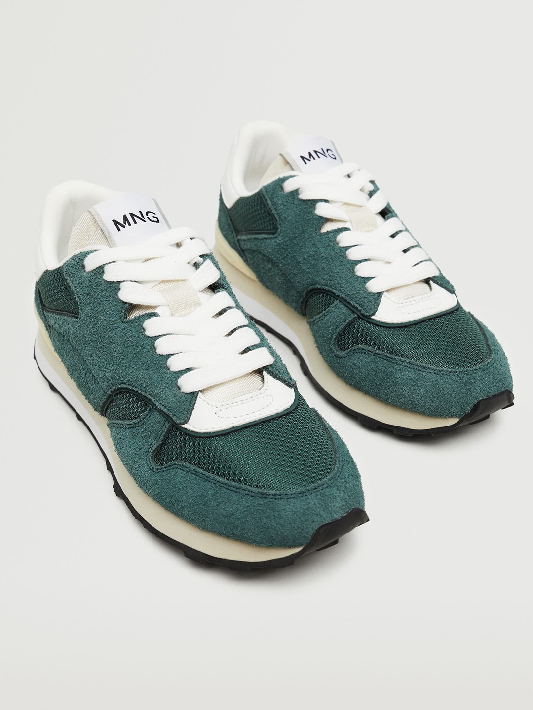 

MANGO Women Green Woven Design Sneakers