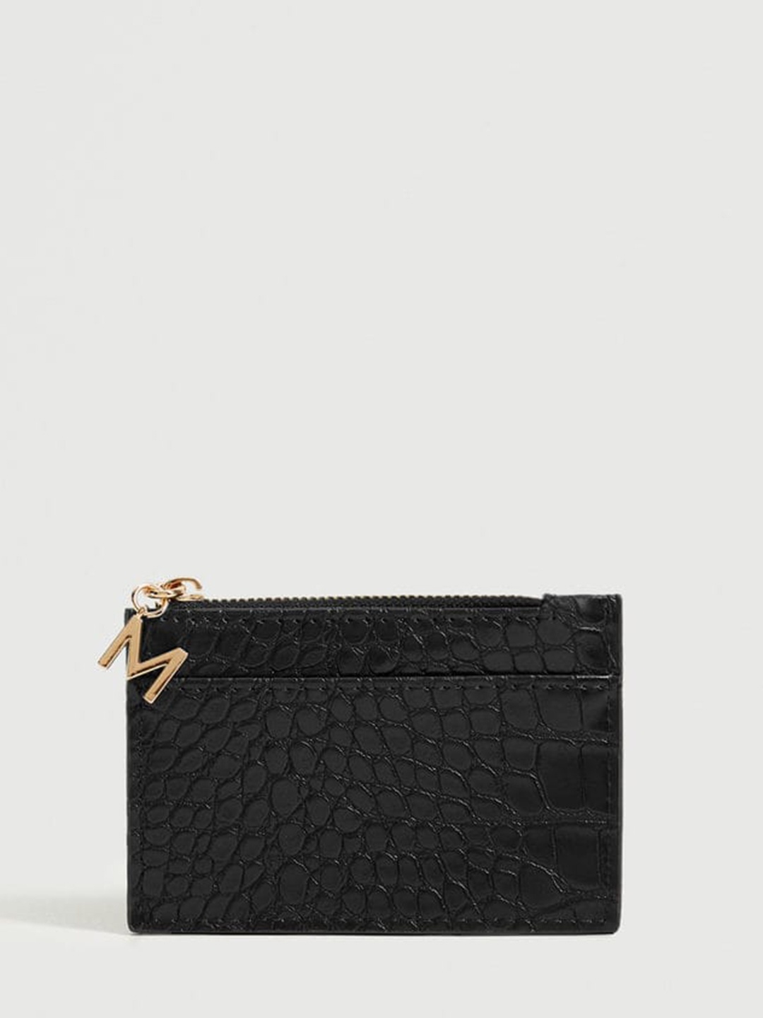 

MANGO Women Black Croc-Textured Card Holder