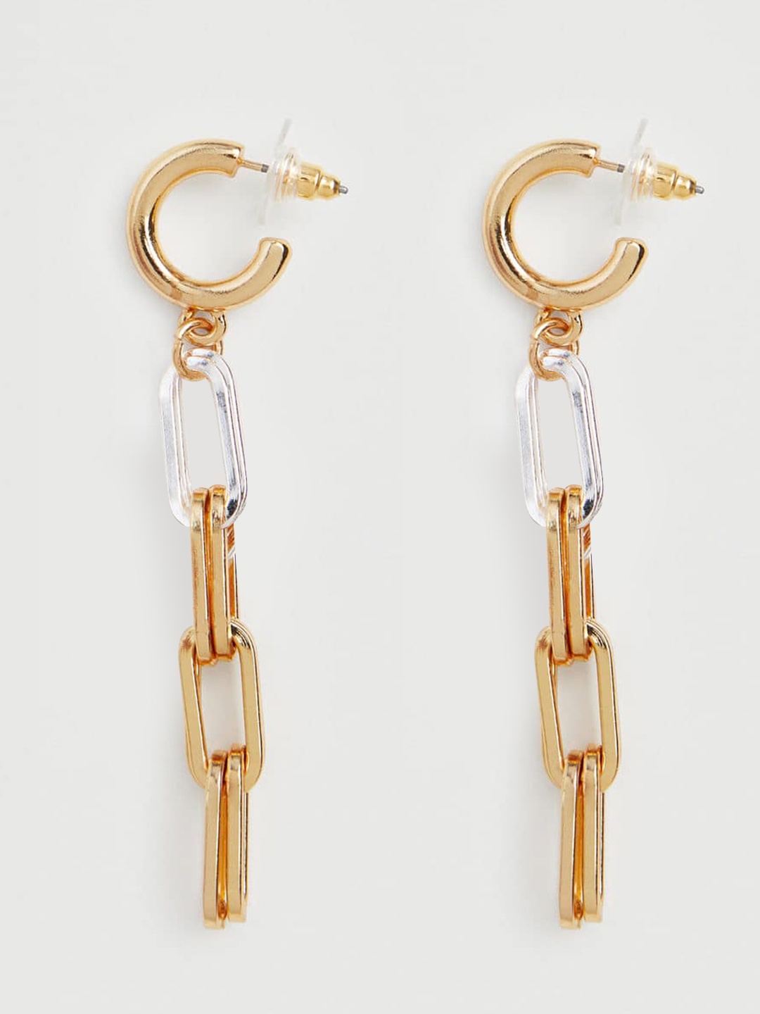 

MANGO Gold-Toned & Silver-Toned Link Chain Drop Earrings