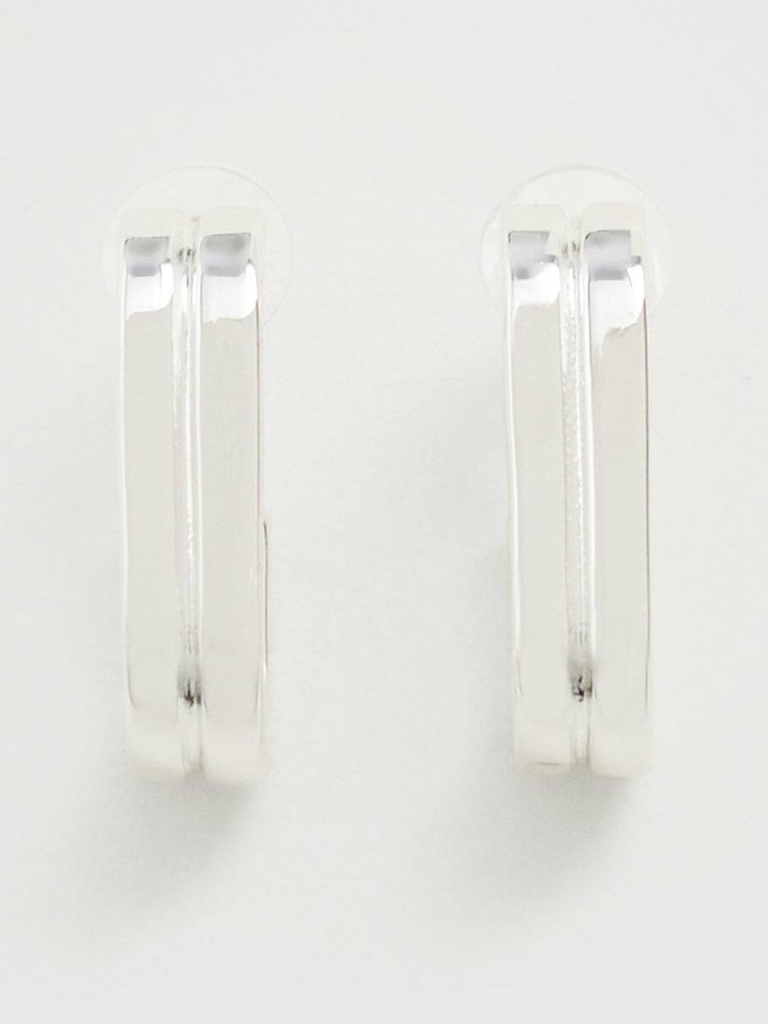 

MANGO Silver-Toned Crescent Shaped Half Hoop Earrings